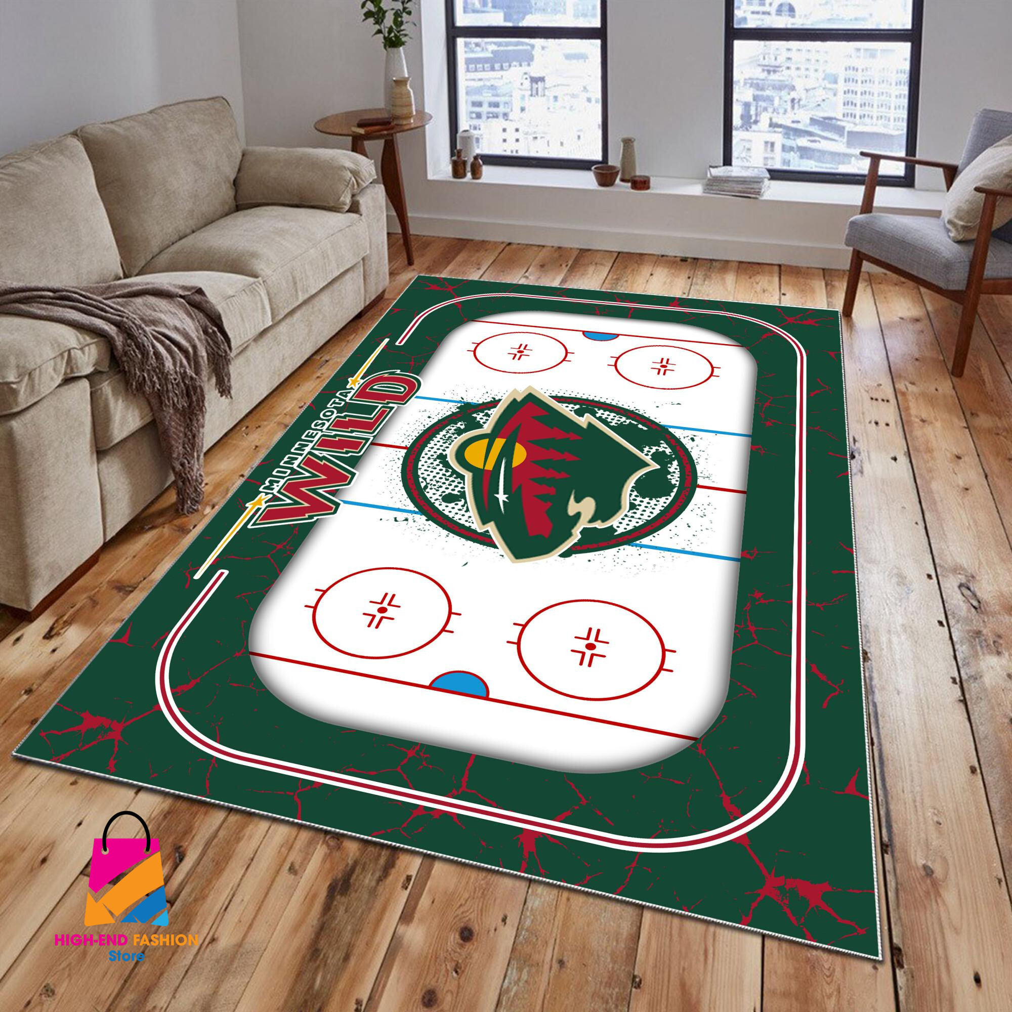 Sportswearmerch Minnesota Wild NHL Area Rug For Fan