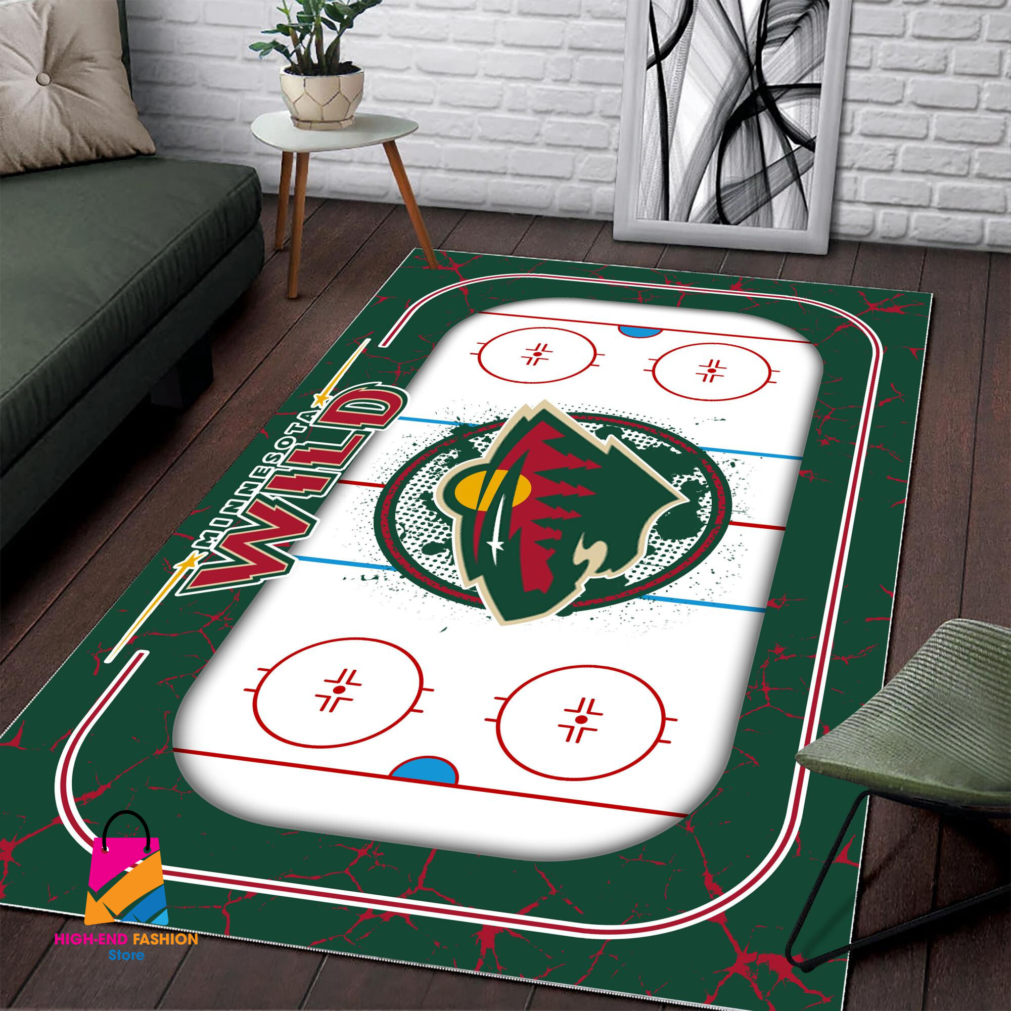 Sportswearmerch Minnesota Wild NHL Area Rug For Fan