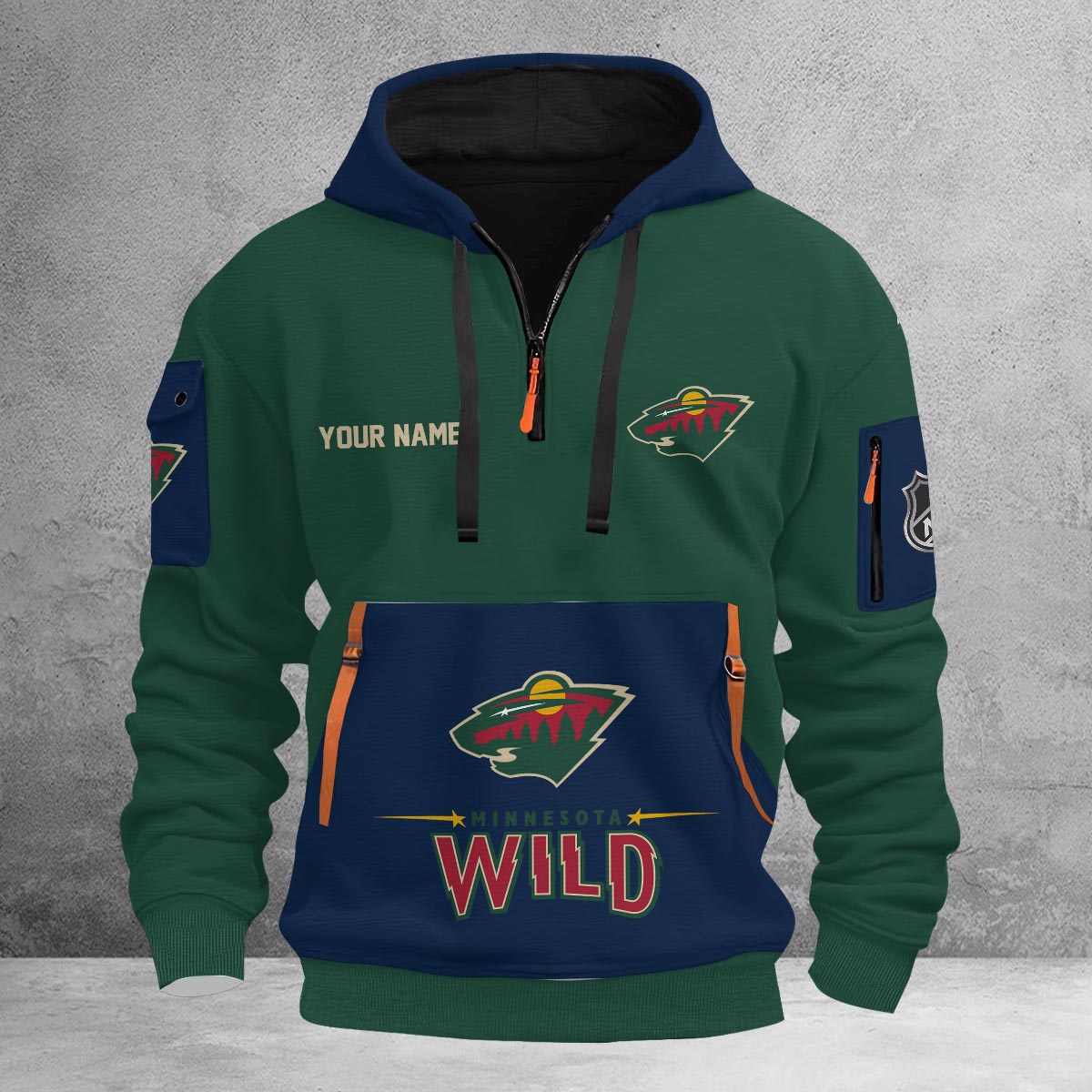 Sportswearmerch Minnesota Wild NHL Half Zip Hoodie Personalized For Fan