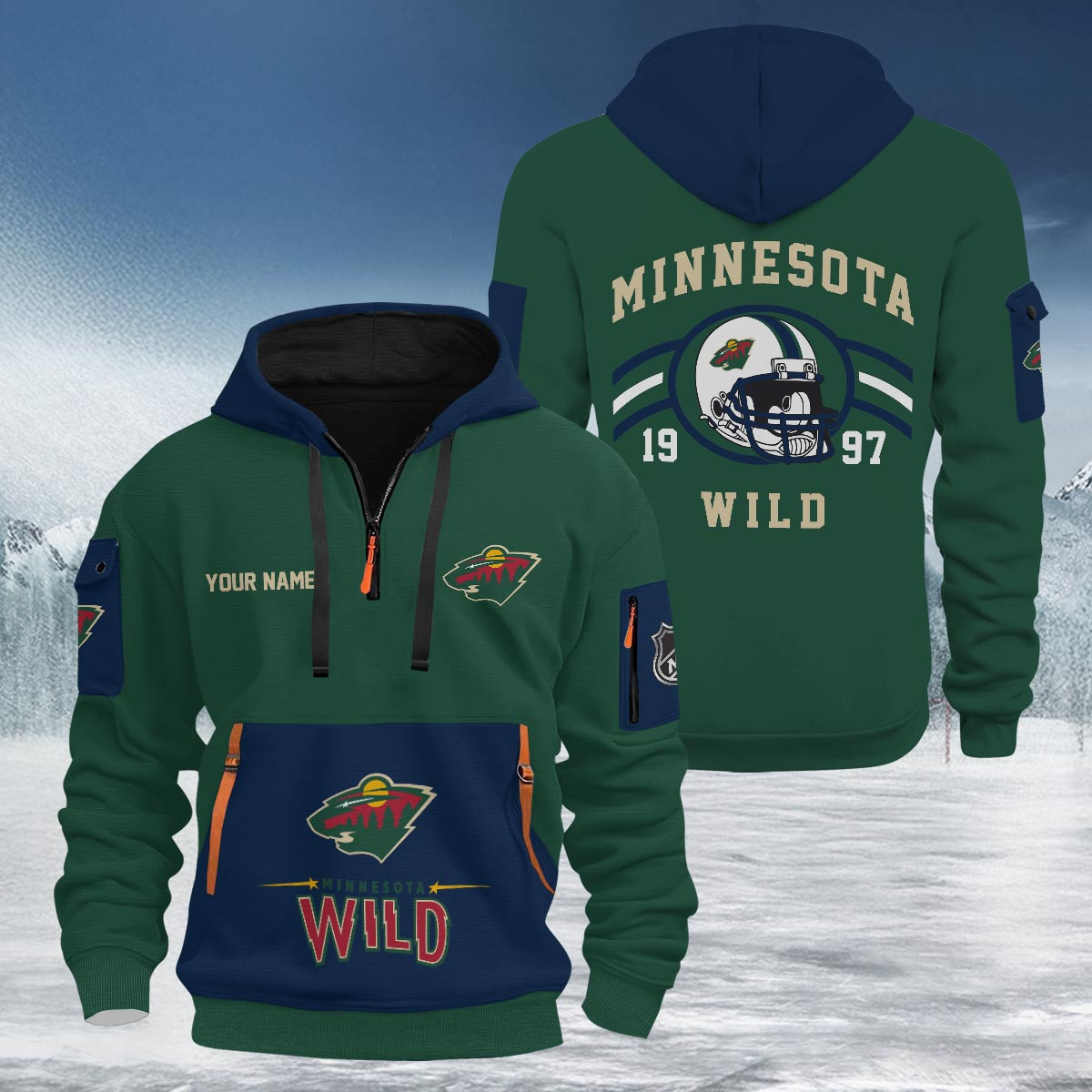Sportswearmerch Minnesota Wild NHL Half Zip Hoodie Personalized For Fan