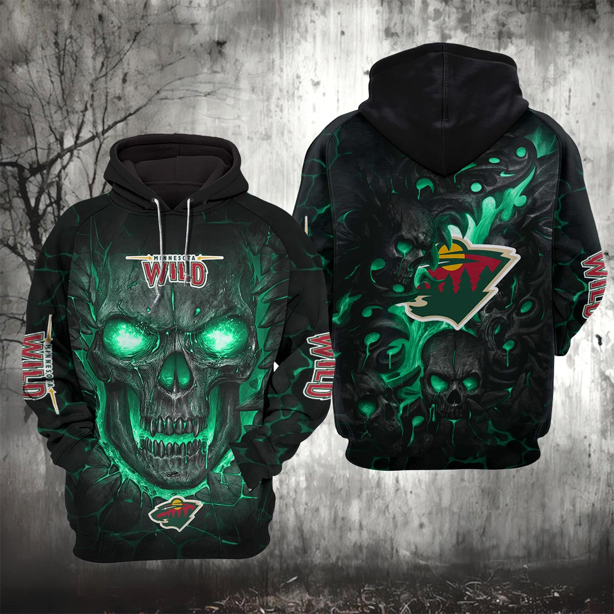 Sportswearmerch Minnesota Wild NHL Lava Skull Hoodie For Fan
