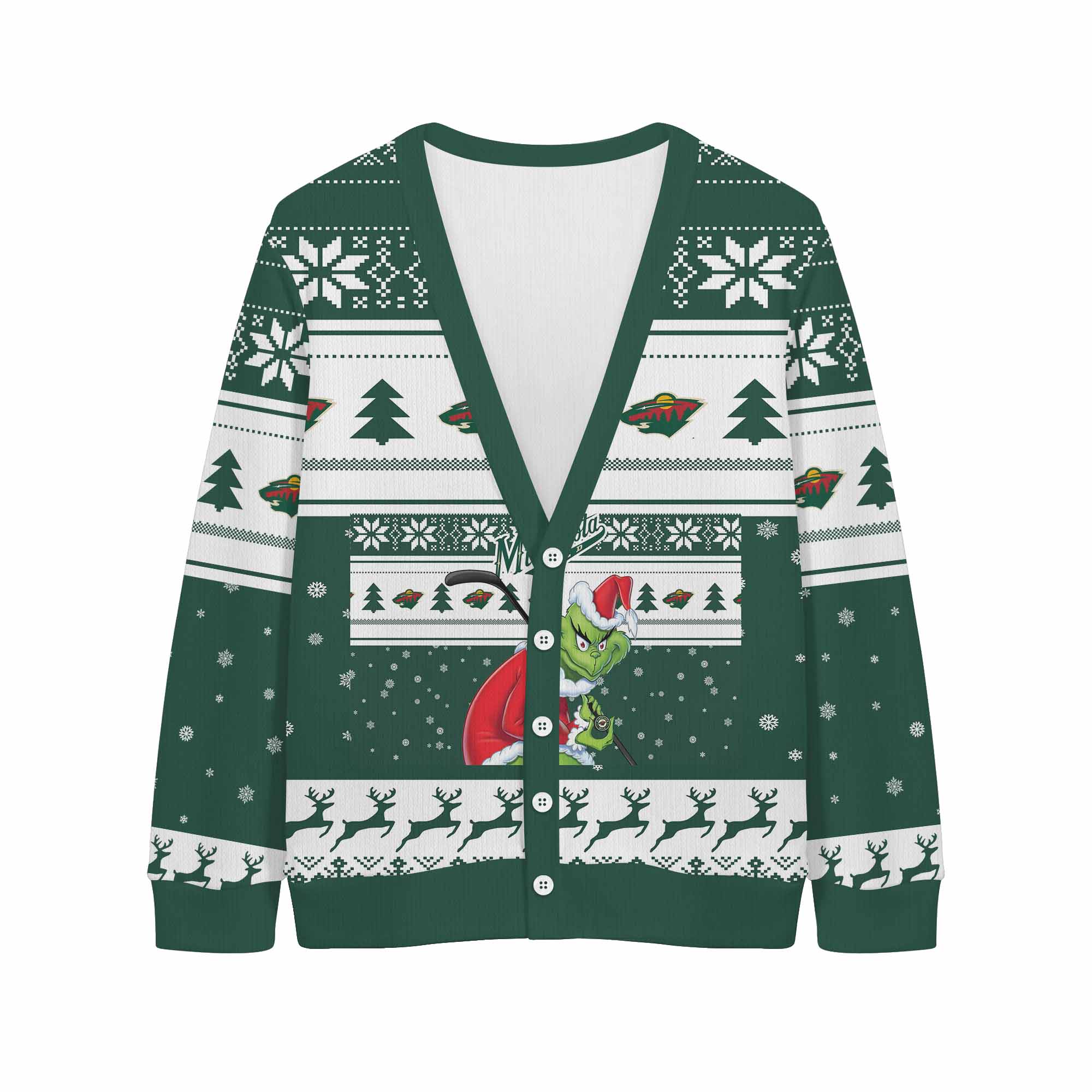 Sportswearmerch Minnesota Wild NHL x Grinch Christmas Cardigan For Fan