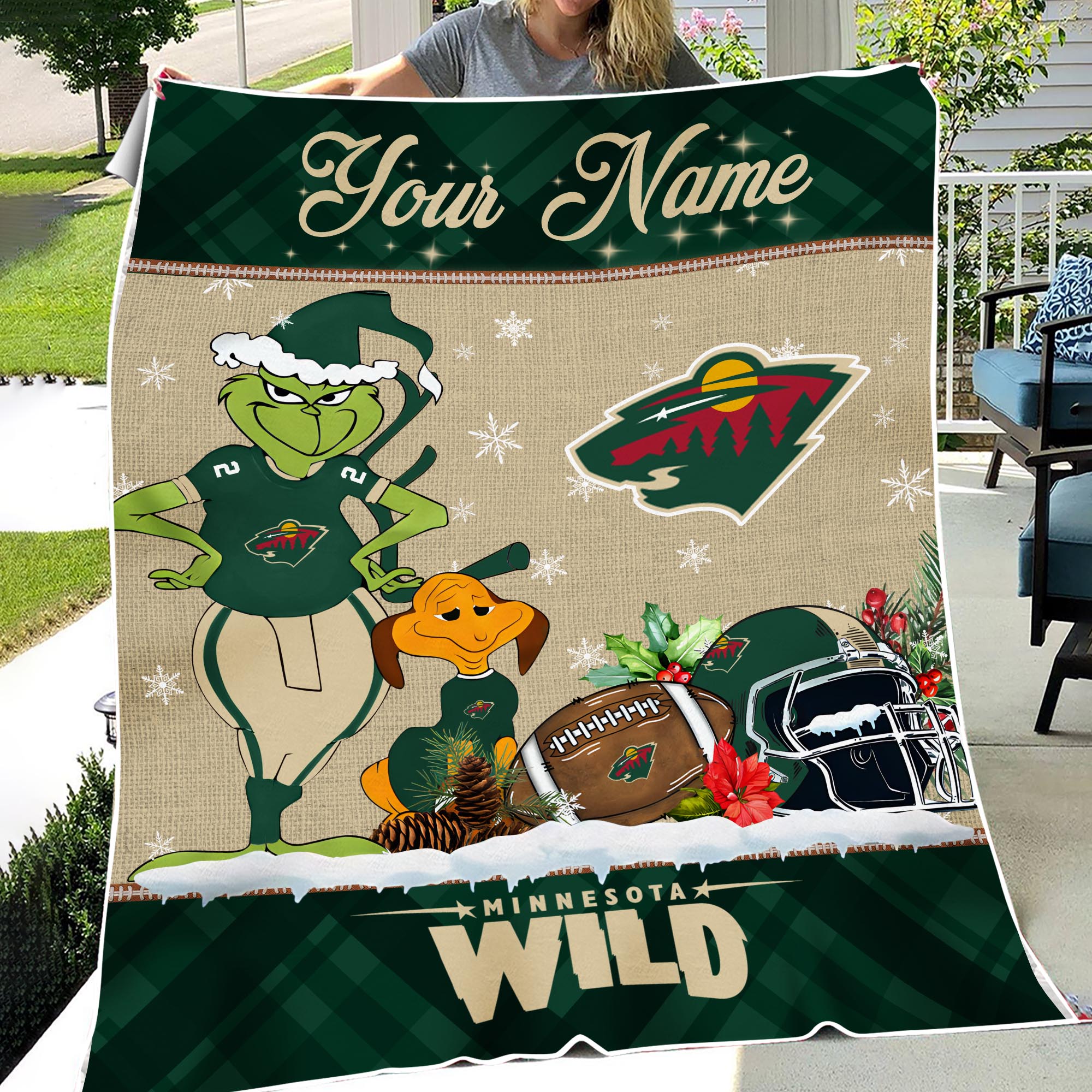 Sportswearmerch Minnesota Wild NHL x Grinch Christmas Fleece Blanket For Fan