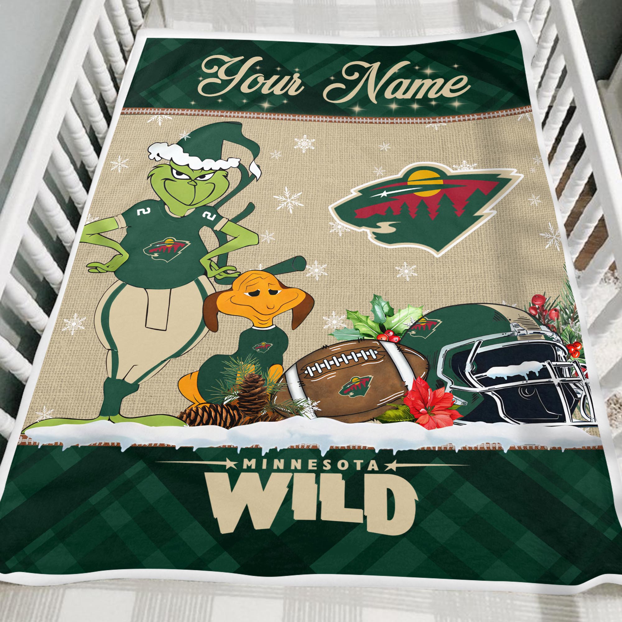 Sportswearmerch Minnesota Wild NHL x Grinch Christmas Fleece Blanket For Fan