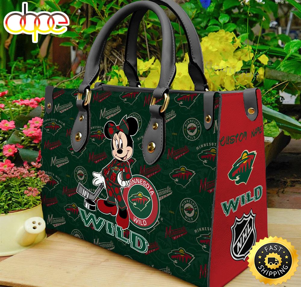 Sportswearmerch Minnesota Wild NHL x Minnie Women Leather Hand Bag For Fan