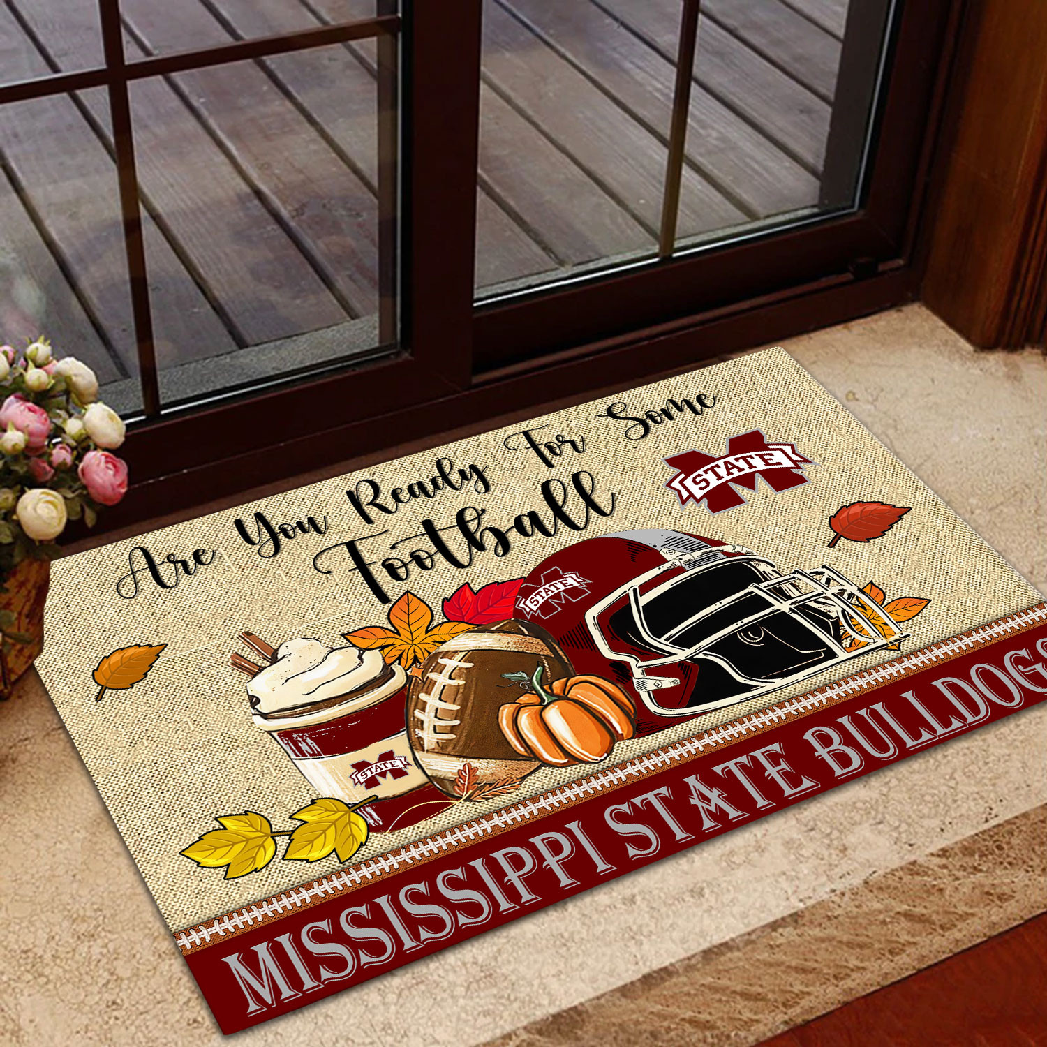 Sportswearmerch Mississippi State Bulldogs NCAA Fall Football Custom Doormat For Fan