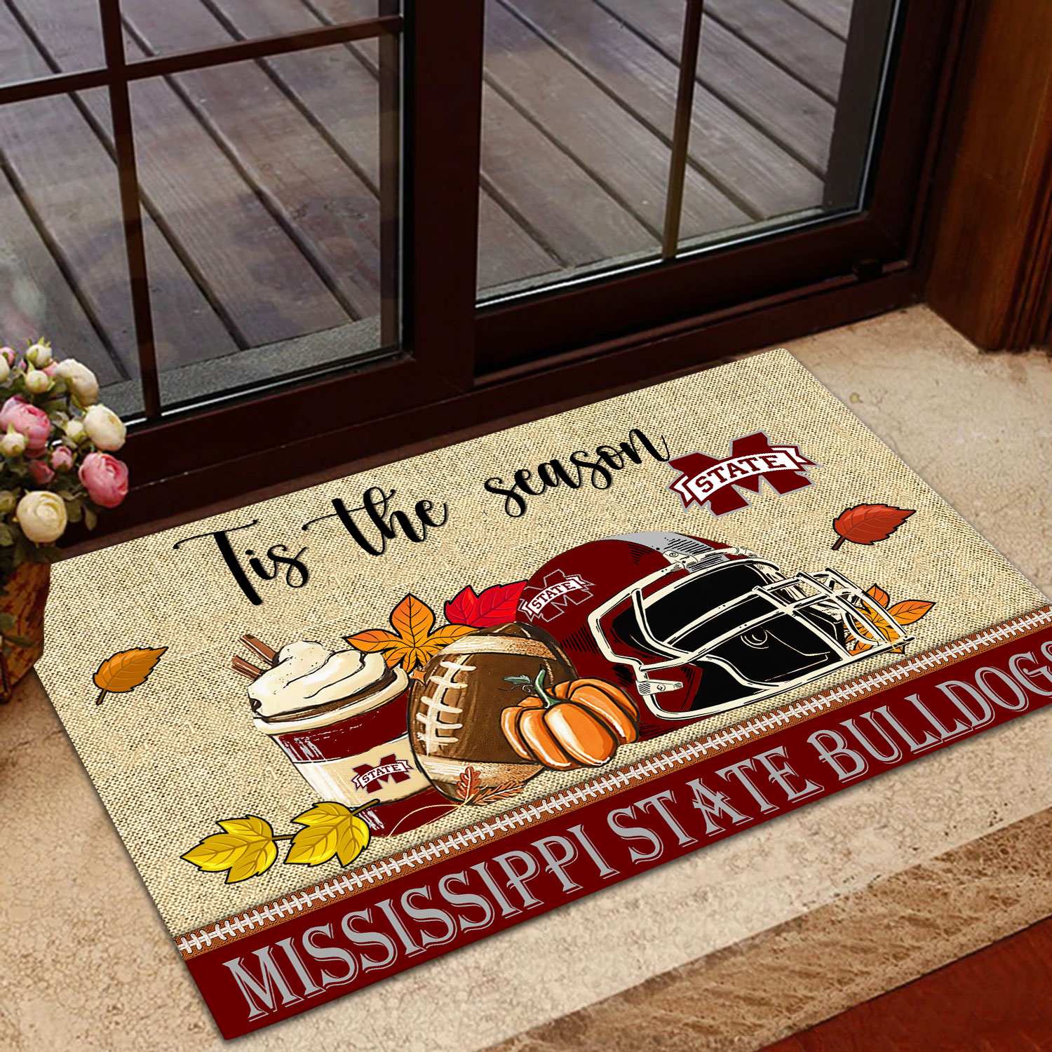 Sportswearmerch Mississippi State Bulldogs NCAA Fall Football Custom Doormat For Fan
