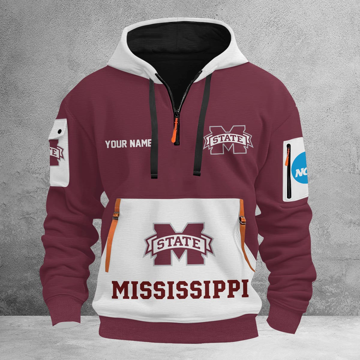 Sportswearmerch Mississippi State Bulldogs NCAA Half Zip Hoodie Personalized For Fan