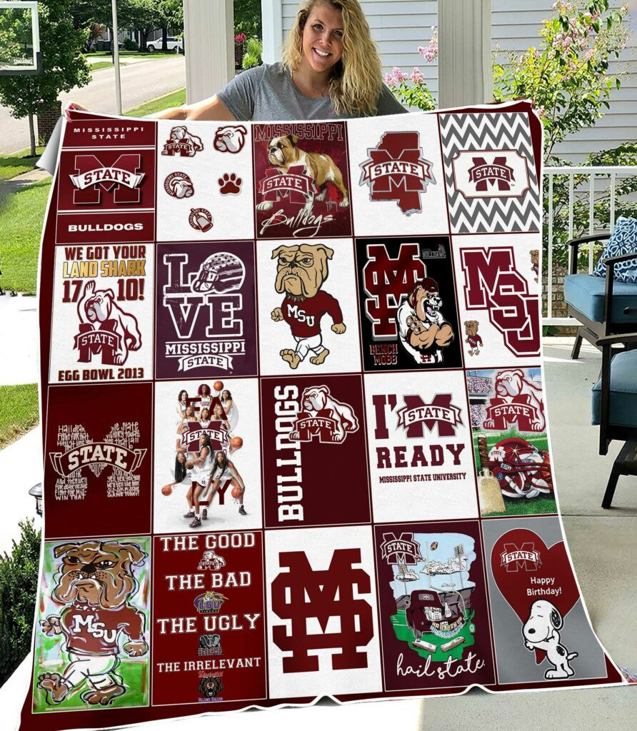 Sportswearmerch Mississippi State Bulldogs NCAA Quilt Blanket For Fan