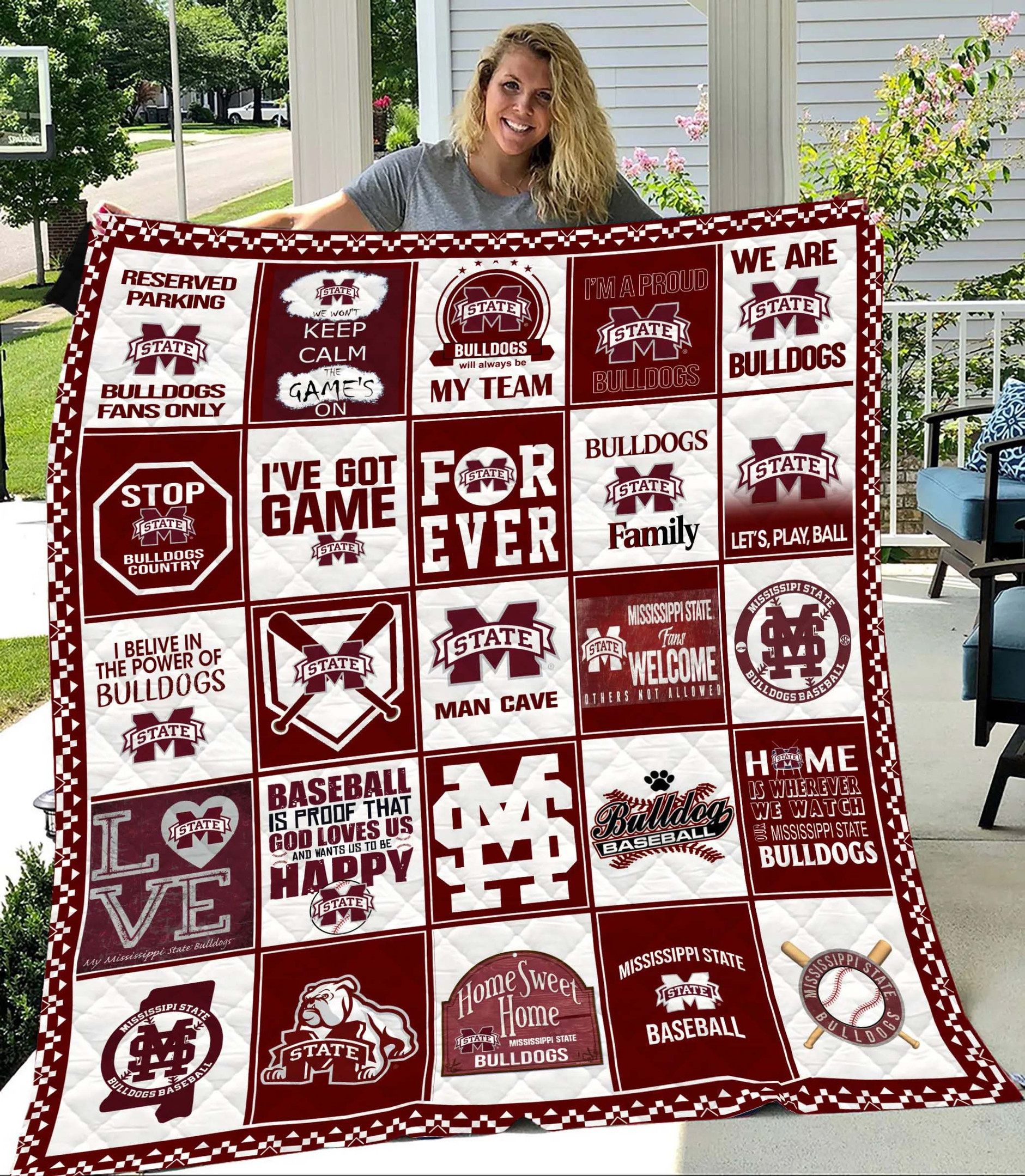 Sportswearmerch Mississippi State Bulldogs NCAA Quilt Blanket For Fan