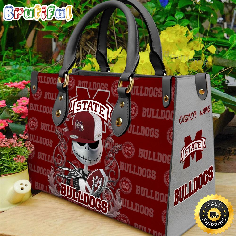 Sportswearmerch Mississippi State Bulldogs NCAA x Jack Skellington Women Leather Bag For Fan