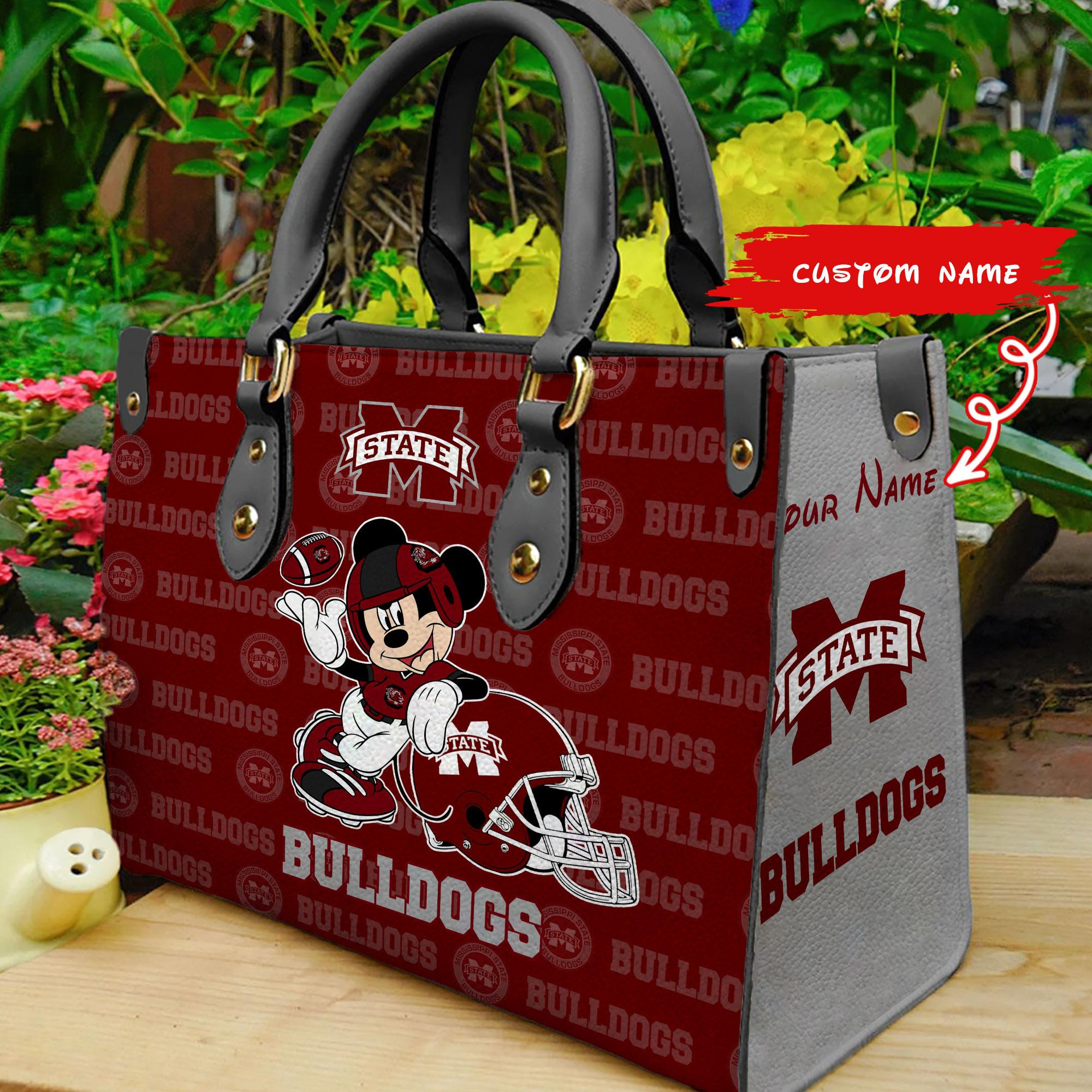 Sportswearmerch Mississippi State Bulldogs NCAA x Mickey Women Leather Handbag For Fan