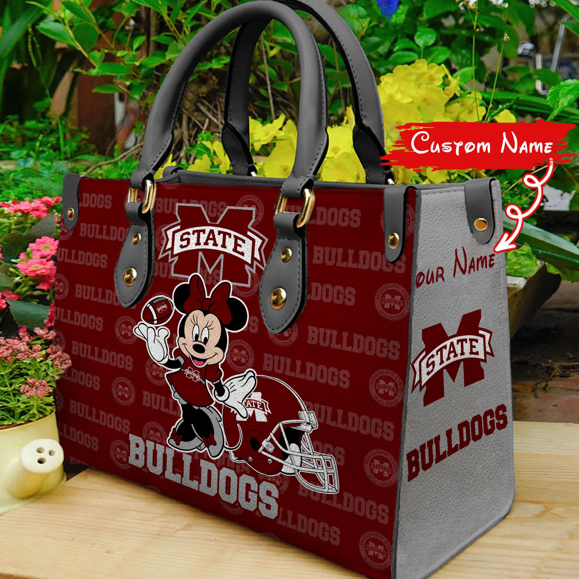 Sportswearmerch Mississippi State Bulldogs NCAA x Minnie Women Leather Handbag For Fan