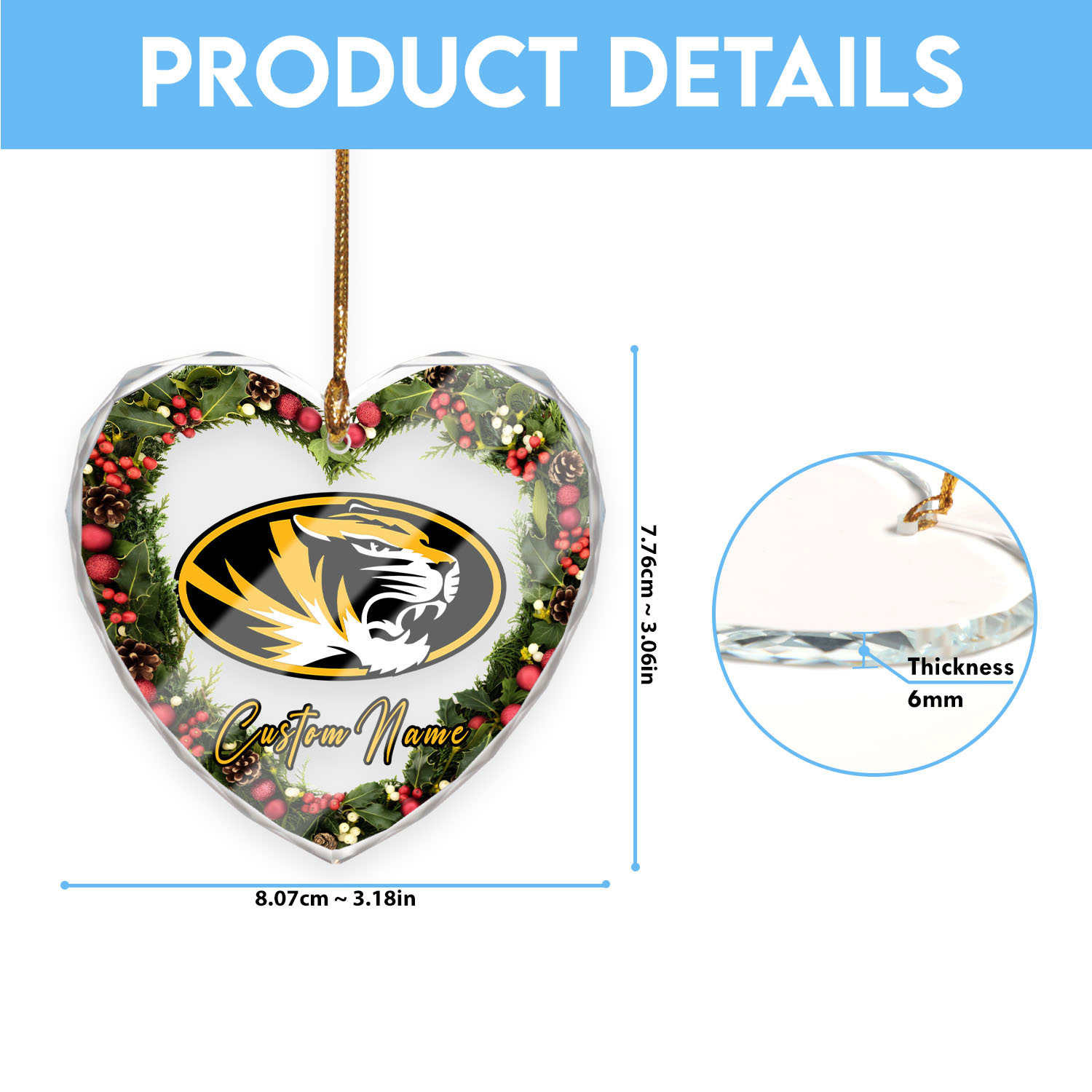 Sportswearmerch Missouri Tigers NCAA x Christmas Glass Ornament Gift For Fans