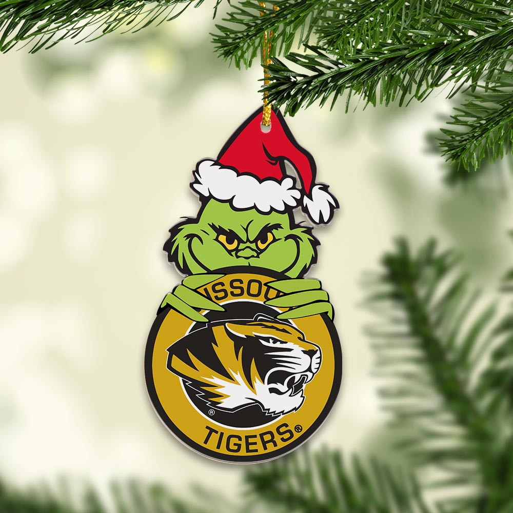 Sportswearmerch Missouri Tigers NCAA x Grinch Christmas Acrylic Ornament For Fans