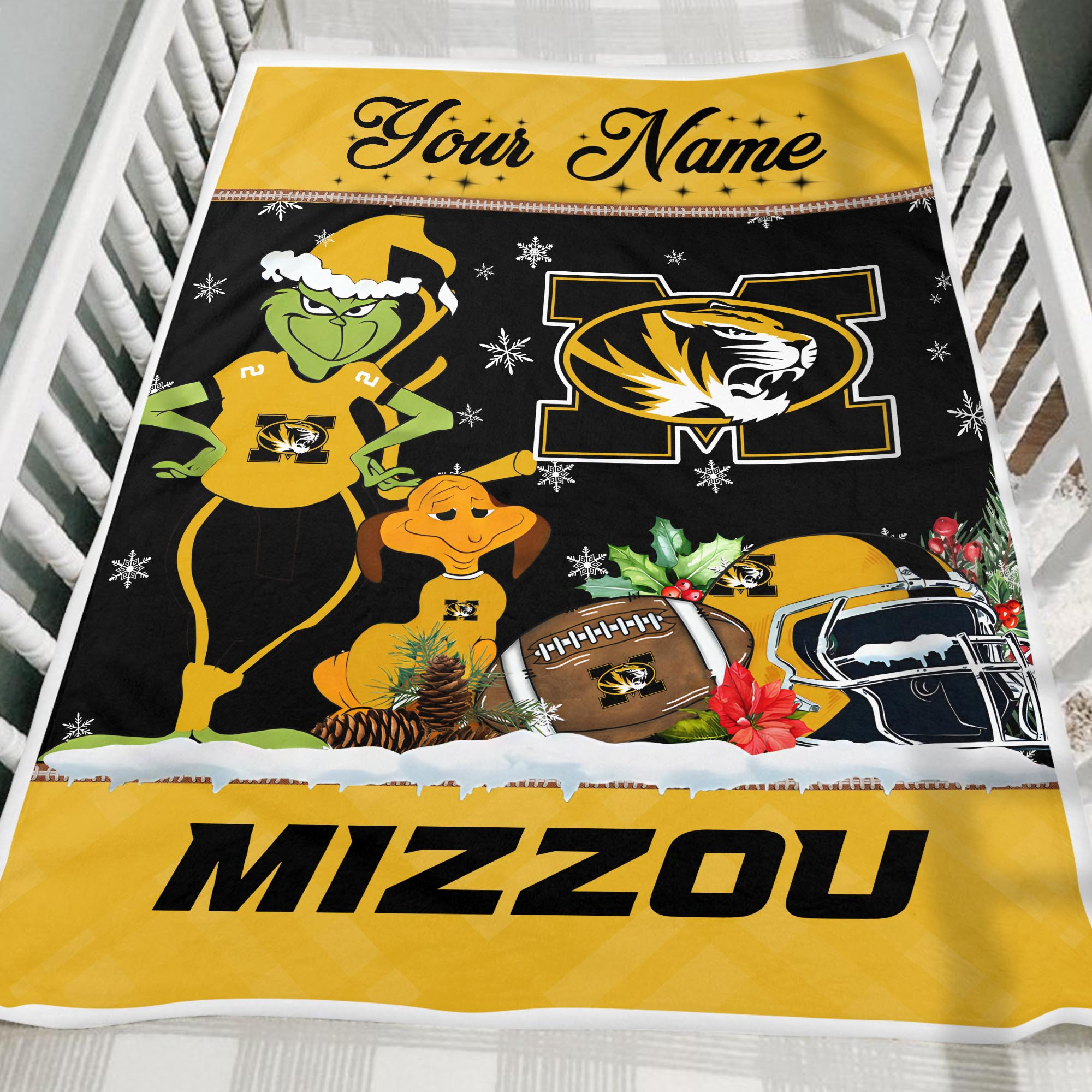 Sportswearmerch Missouri Tigers NCAA x Grinch Christmas Fleece Blanket For Fan