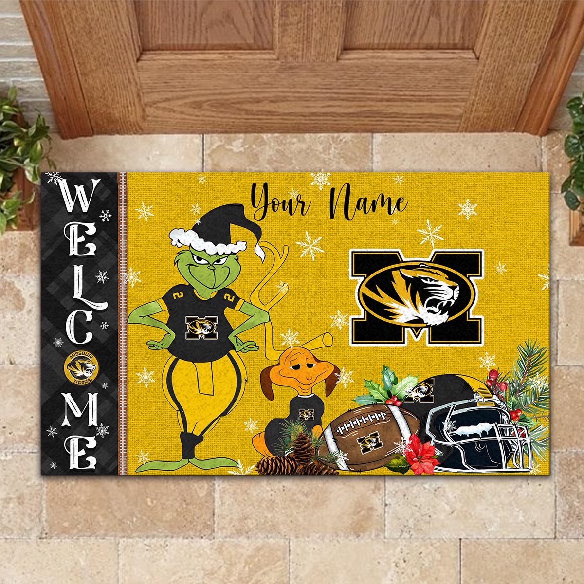 Sportswearmerch Missouri Tigers NCAA x Grinch Christmas Welcome Football Doormat For Fan