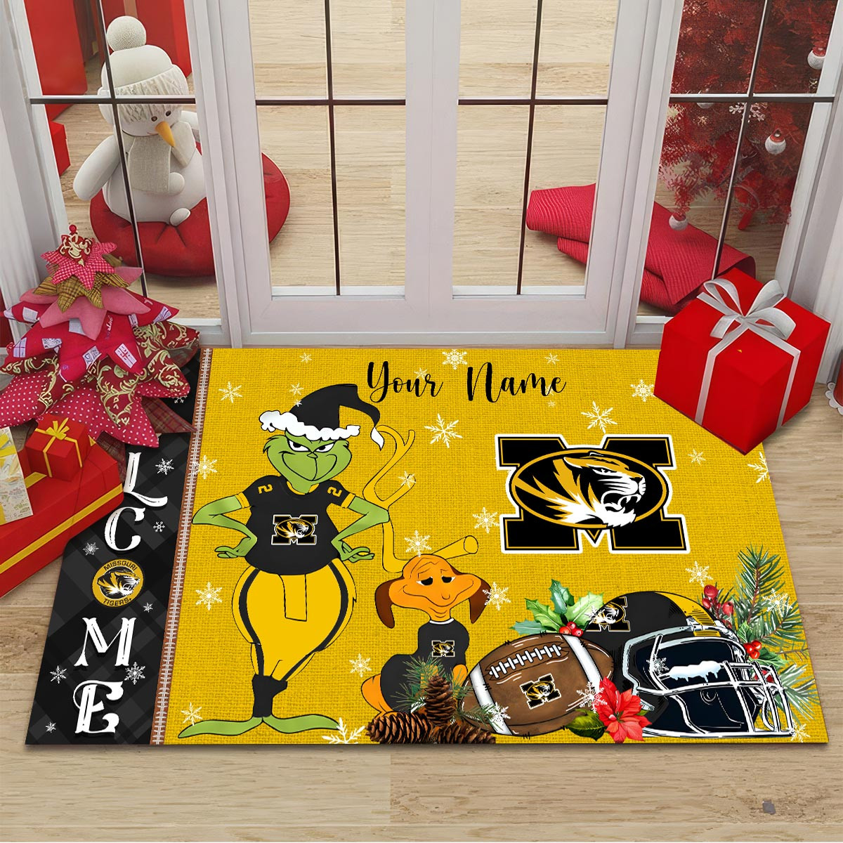 Sportswearmerch Missouri Tigers NCAA x Grinch Christmas Welcome Football Doormat For Fan