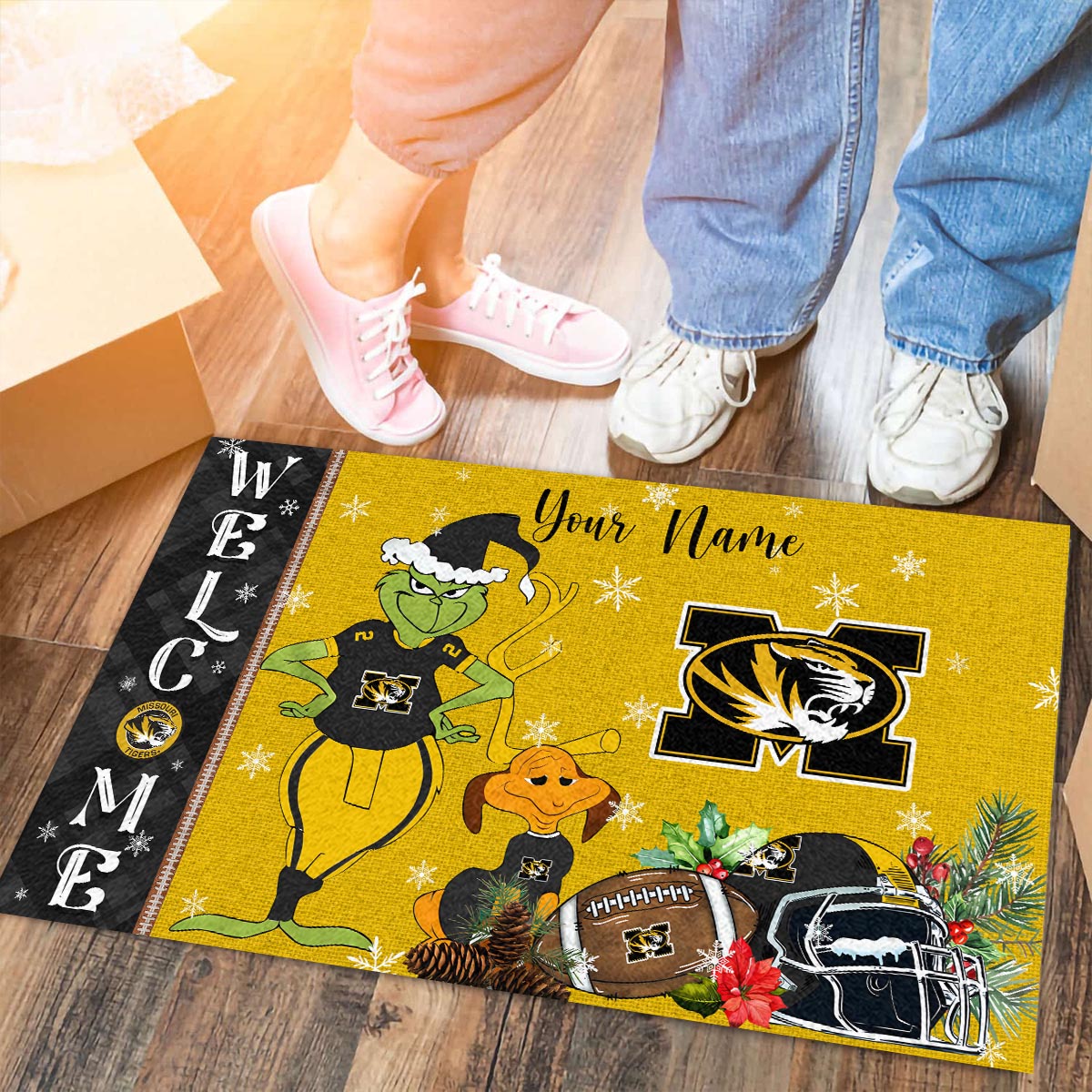 Sportswearmerch Missouri Tigers NCAA x Grinch Christmas Welcome Football Doormat For Fan