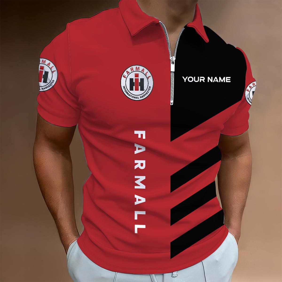 Sportswearmerch Mitsubishi Fuso Truck Lapel Zip Polo Shirt For Fan