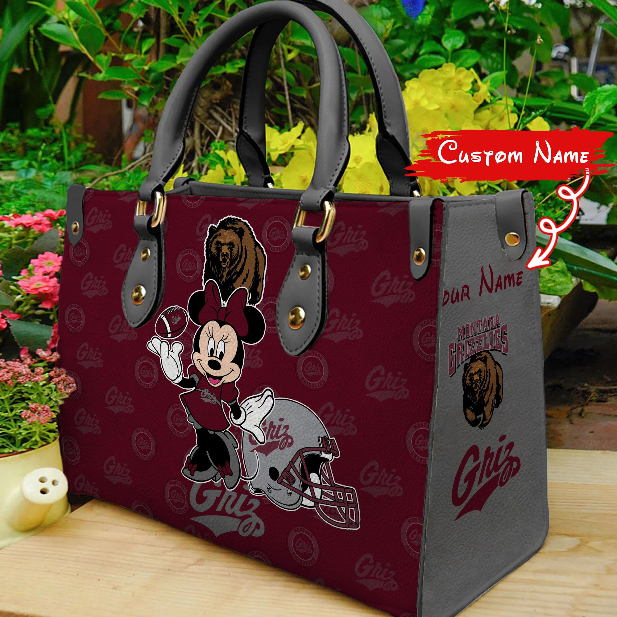 Sportswearmerch Montana Grizzlies NCAA x Minnie Women Leather Handbag For Fan