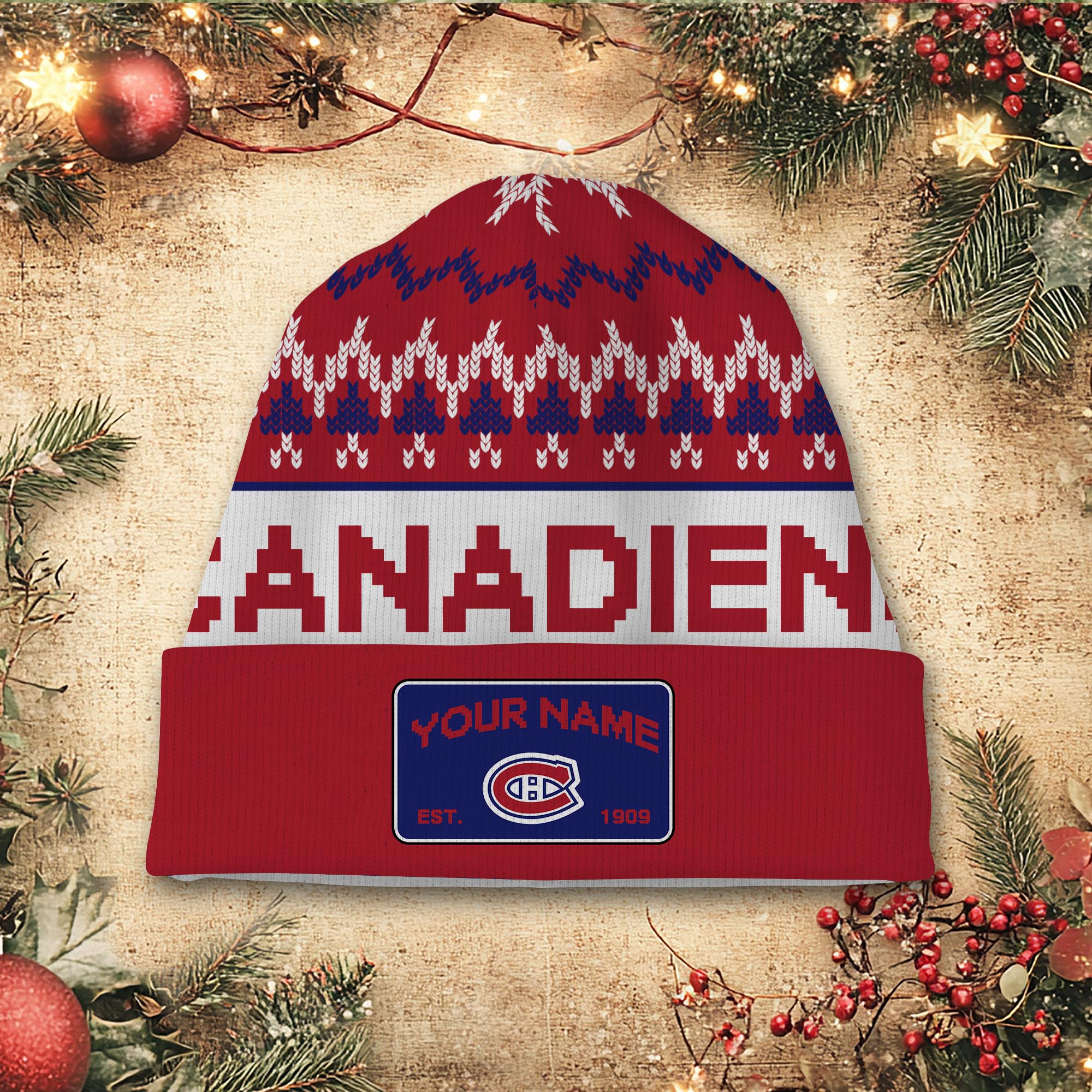 Sportswearmerch Montréal Canadiens NHL Christmas Beanie Hat For Fan