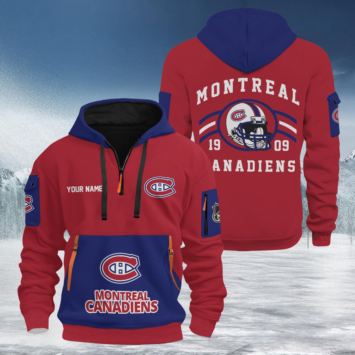 Sportswearmerch Montréal Canadiens NHL Half Zip Hoodie Personalized For Fan