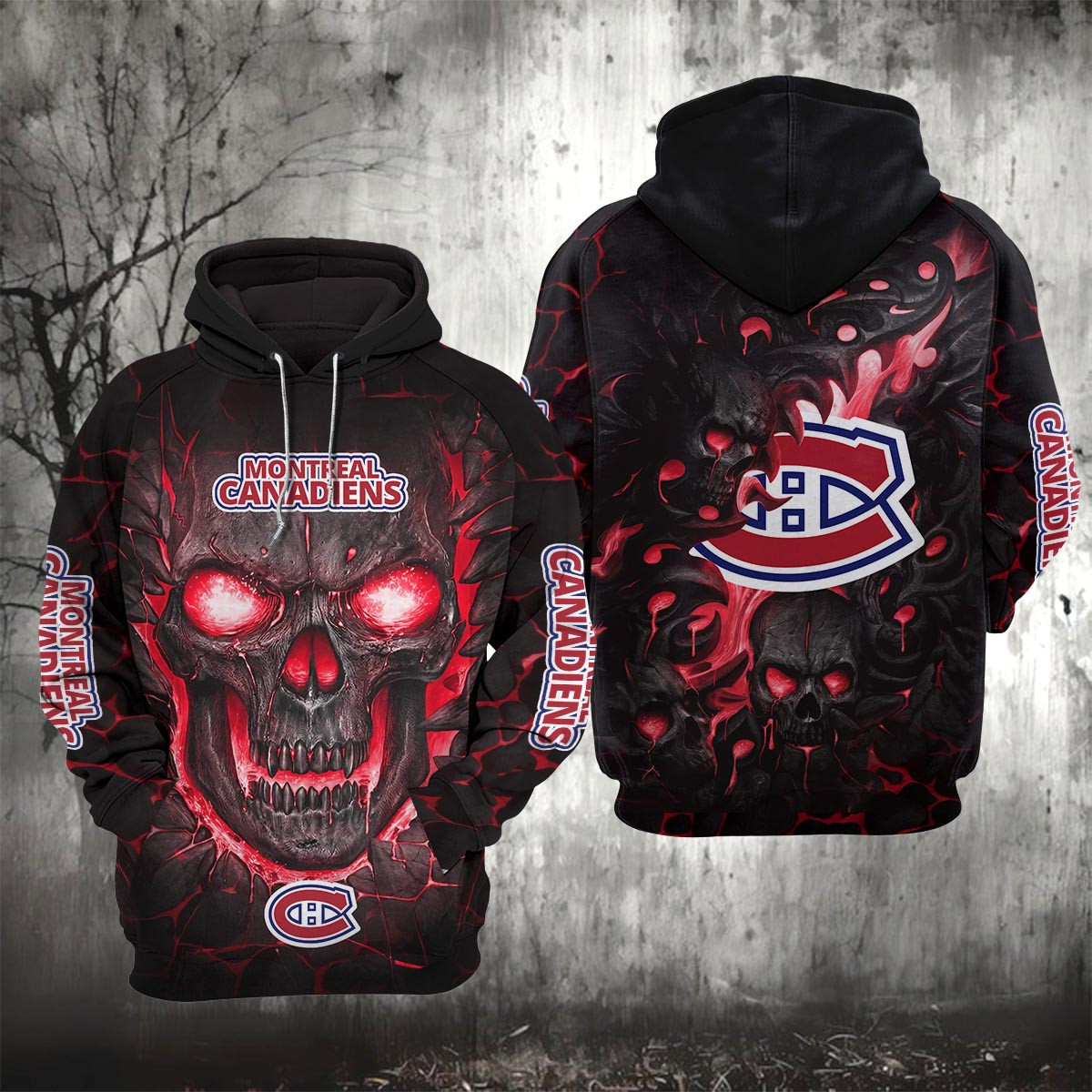 Sportswearmerch Montréal Canadiens NHL Lava Skull Hoodie For Fan