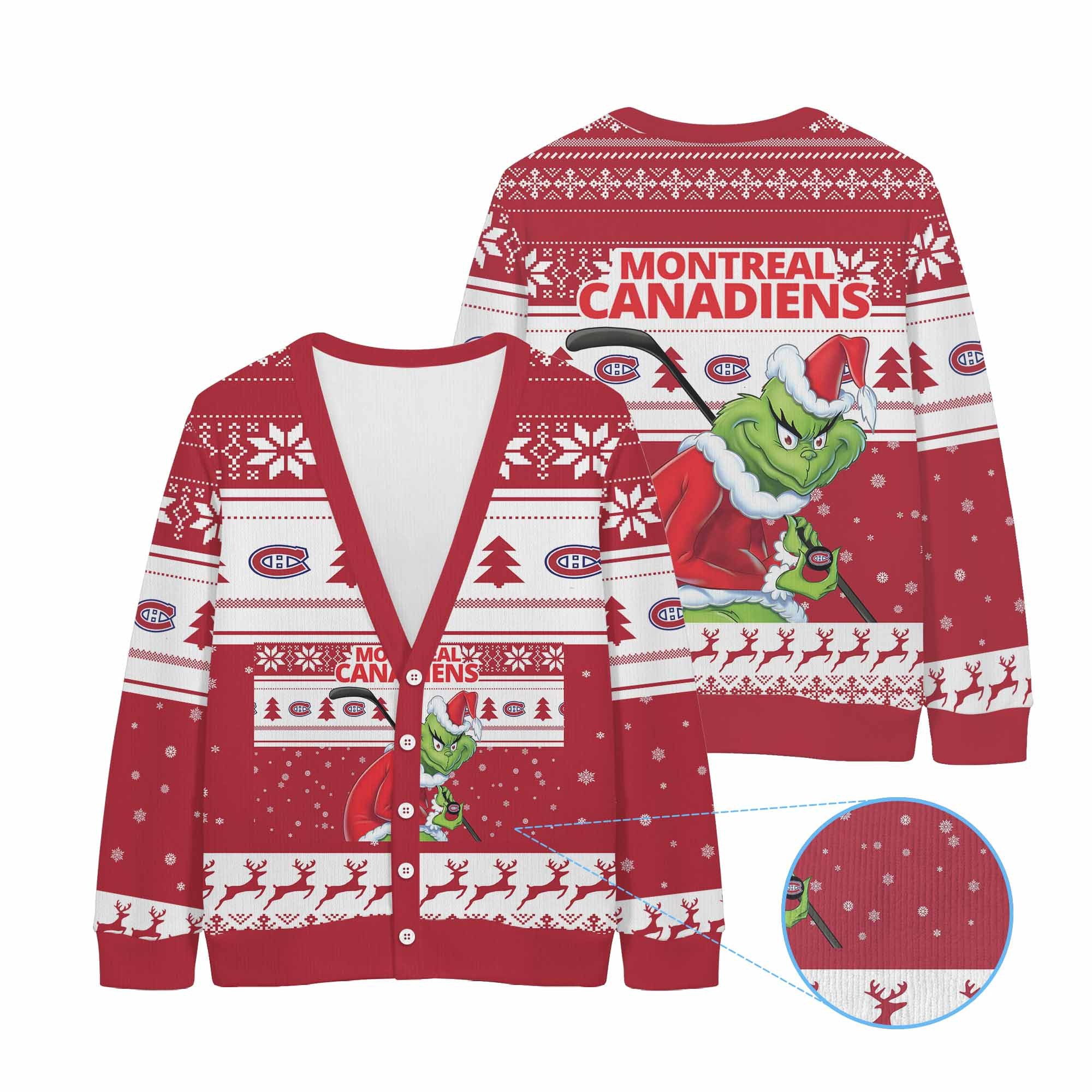 Sportswearmerch Montréal Canadiens NHL x Grinch Christmas Cardigan For Fan