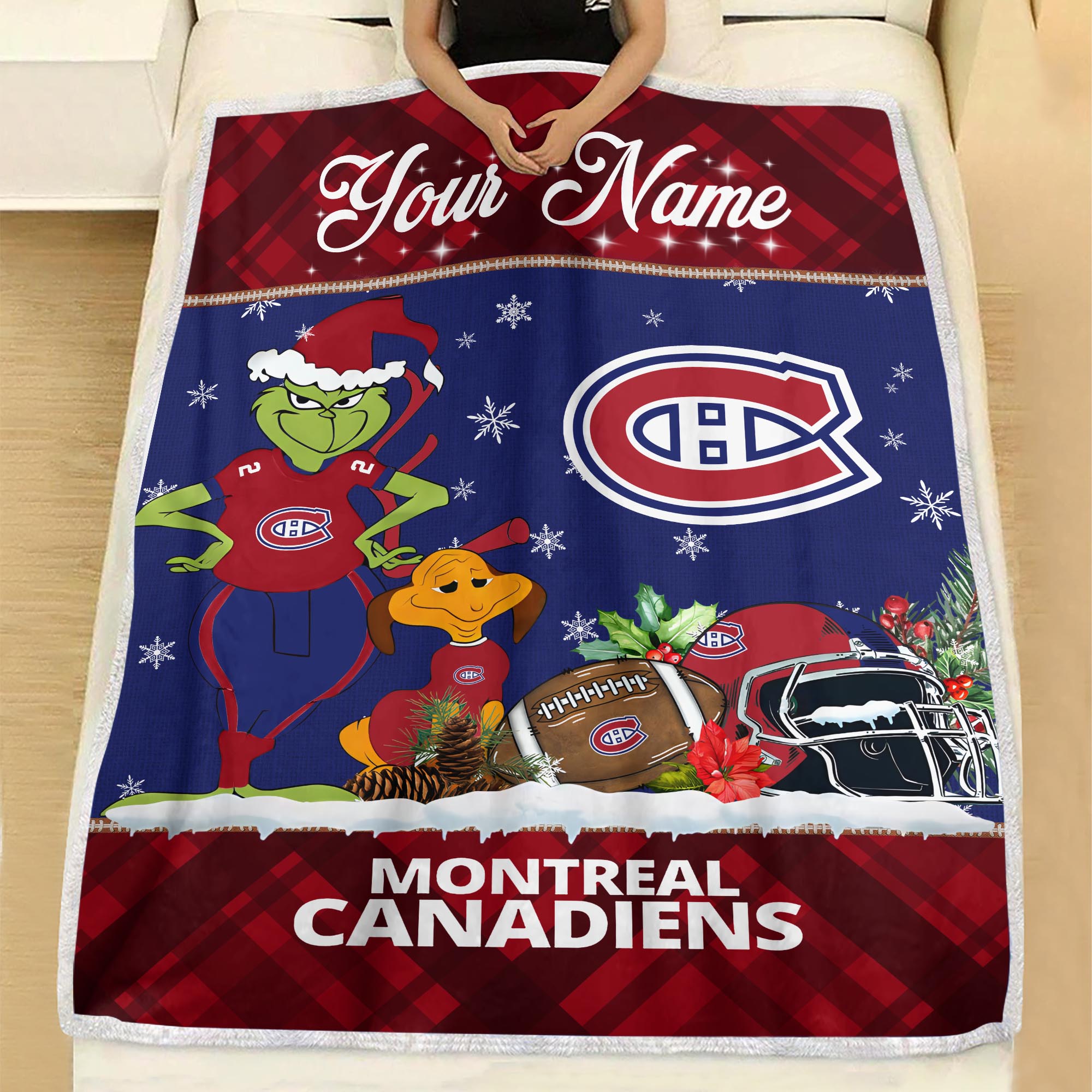 Sportswearmerch Montréal Canadiens NHL x Grinch Christmas Fleece Blanket For Fan