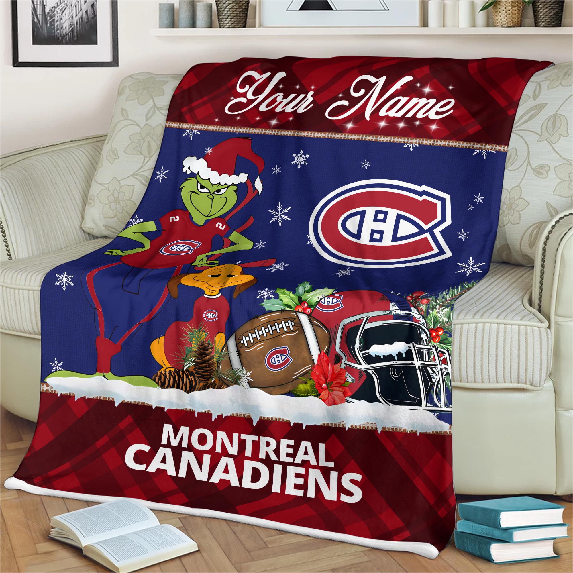 Sportswearmerch Montréal Canadiens NHL x Grinch Christmas Fleece Blanket For Fan