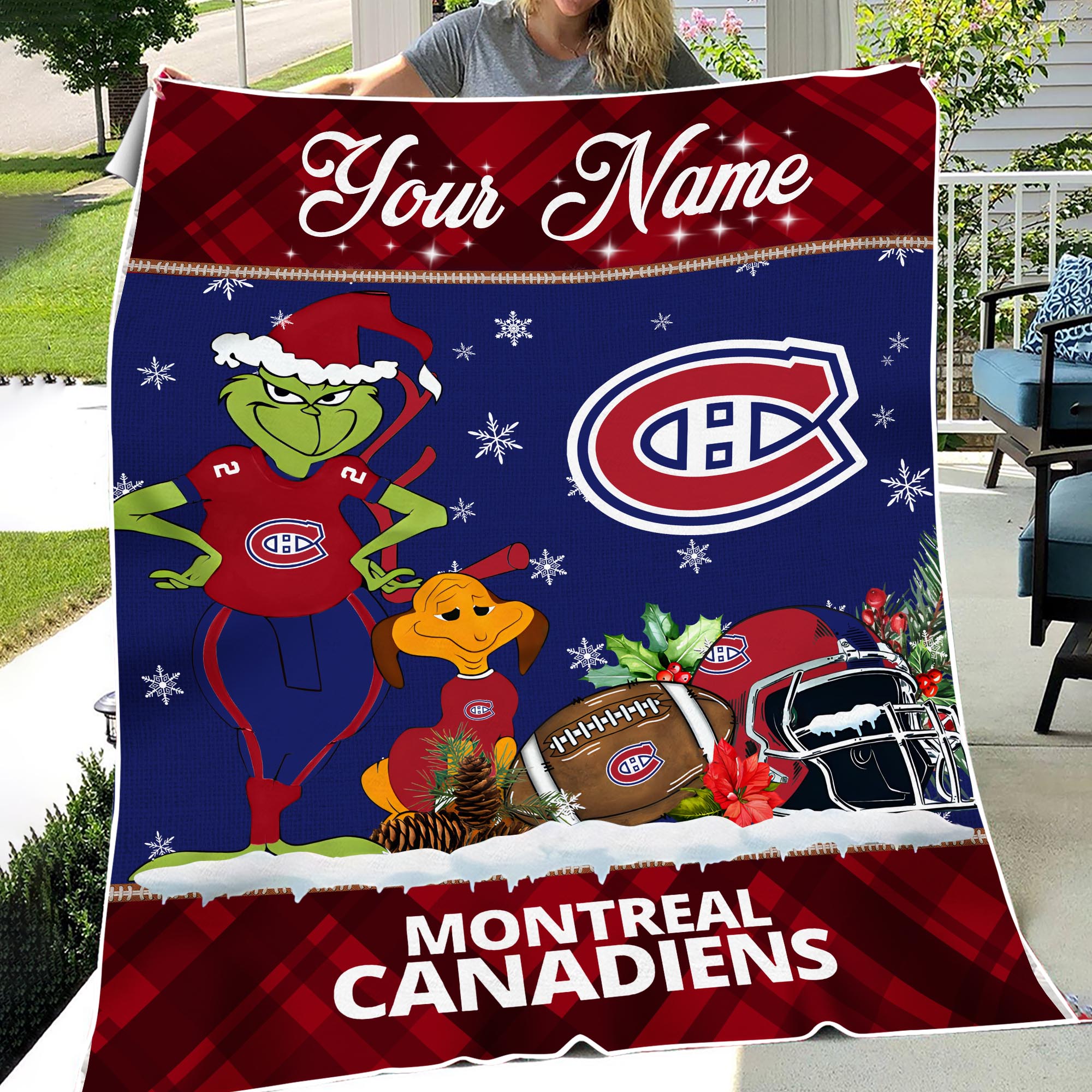 Sportswearmerch Montréal Canadiens NHL x Grinch Christmas Fleece Blanket For Fan