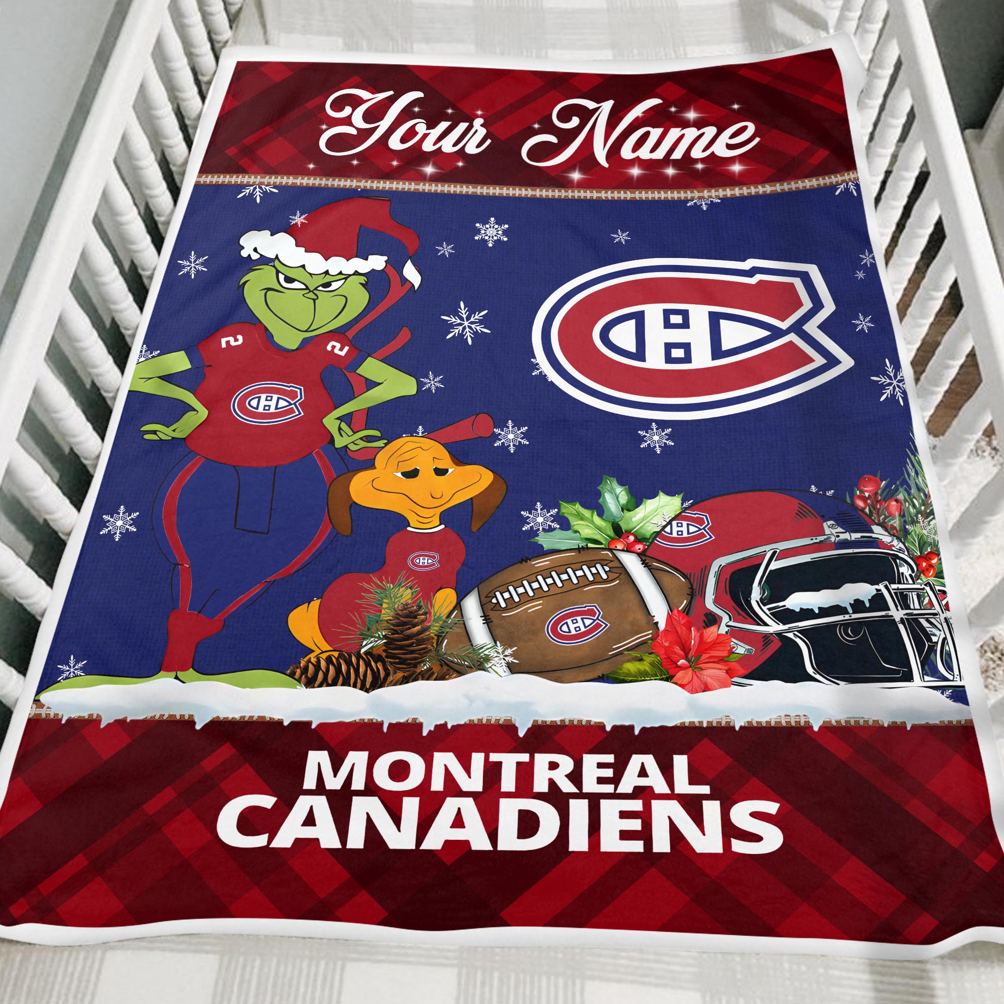 Sportswearmerch Montréal Canadiens NHL x Grinch Christmas Fleece Blanket For Fan