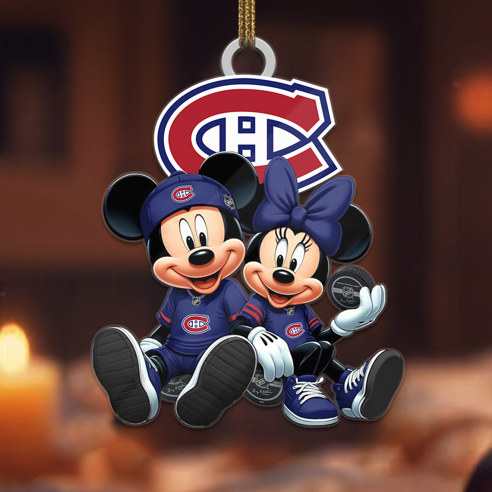 Sportswearmerch Montréal Canadiens NHLs x Mickey and Minnie Mouse Personalized Acrylic Ornament For Fans