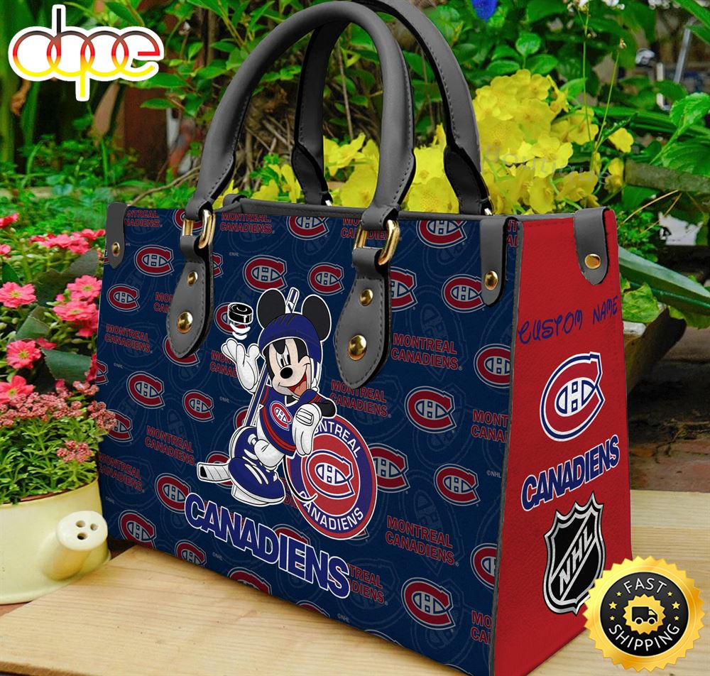 Sportswearmerch Montreal Canadiens NHL x Mickey Women Leather Hand Bag For Fan