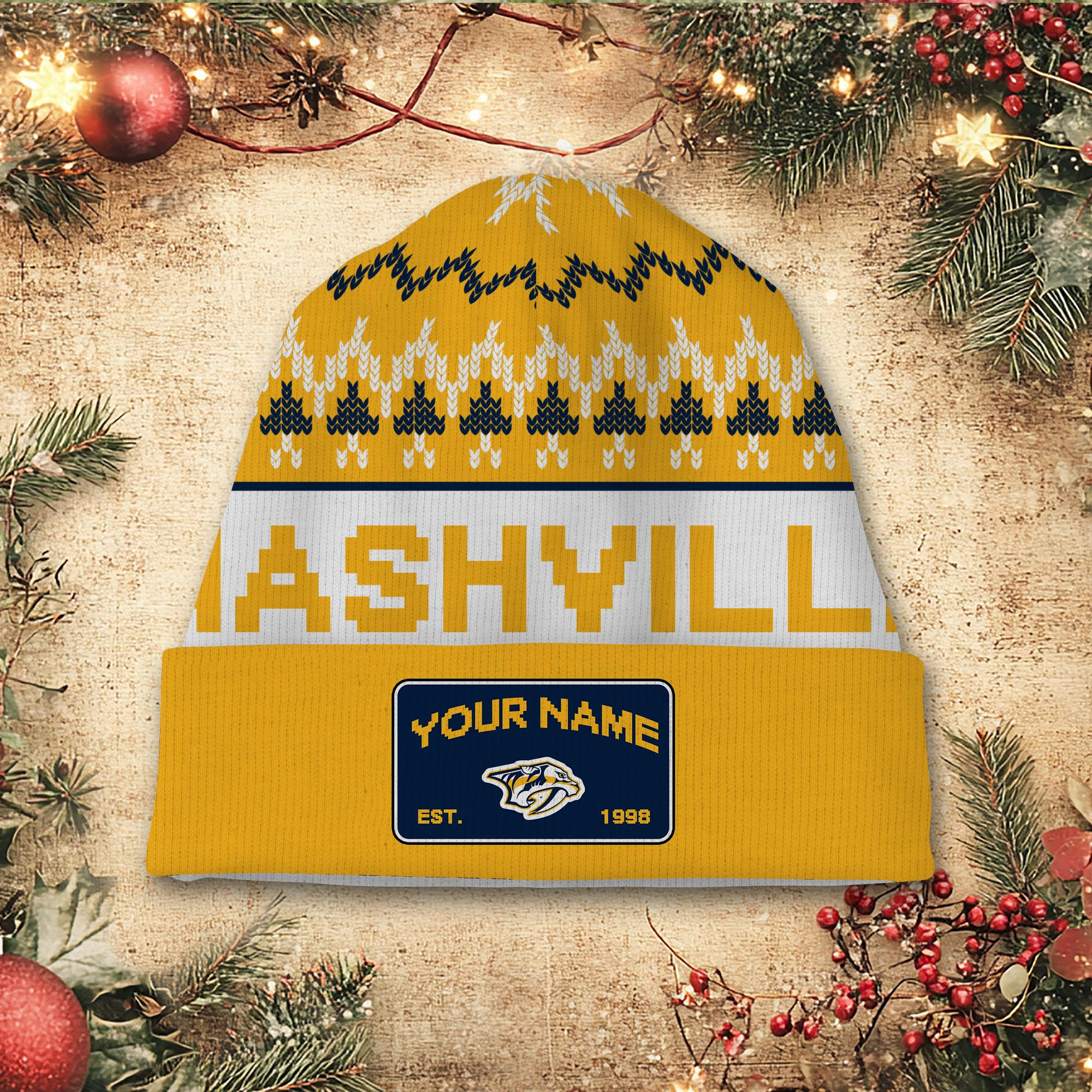 Sportswearmerch Nashville Predators NHL Christmas Beanie Hat For Fan