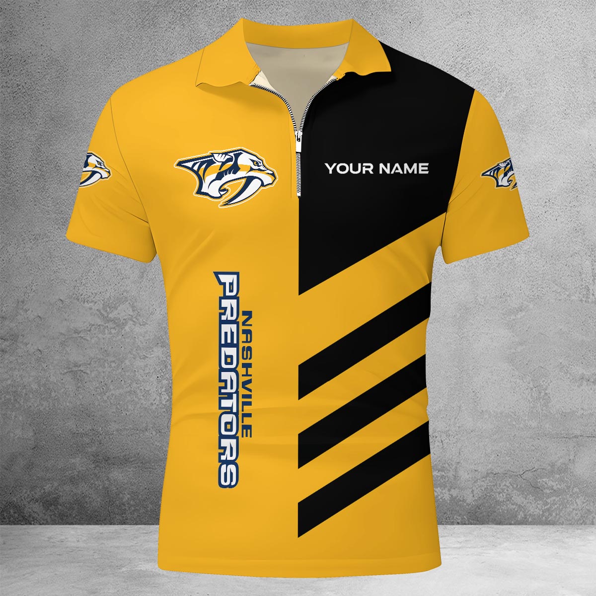 Sportswearmerch Nashville Predators NHL Lapel Zip Polo Shirt For Fan