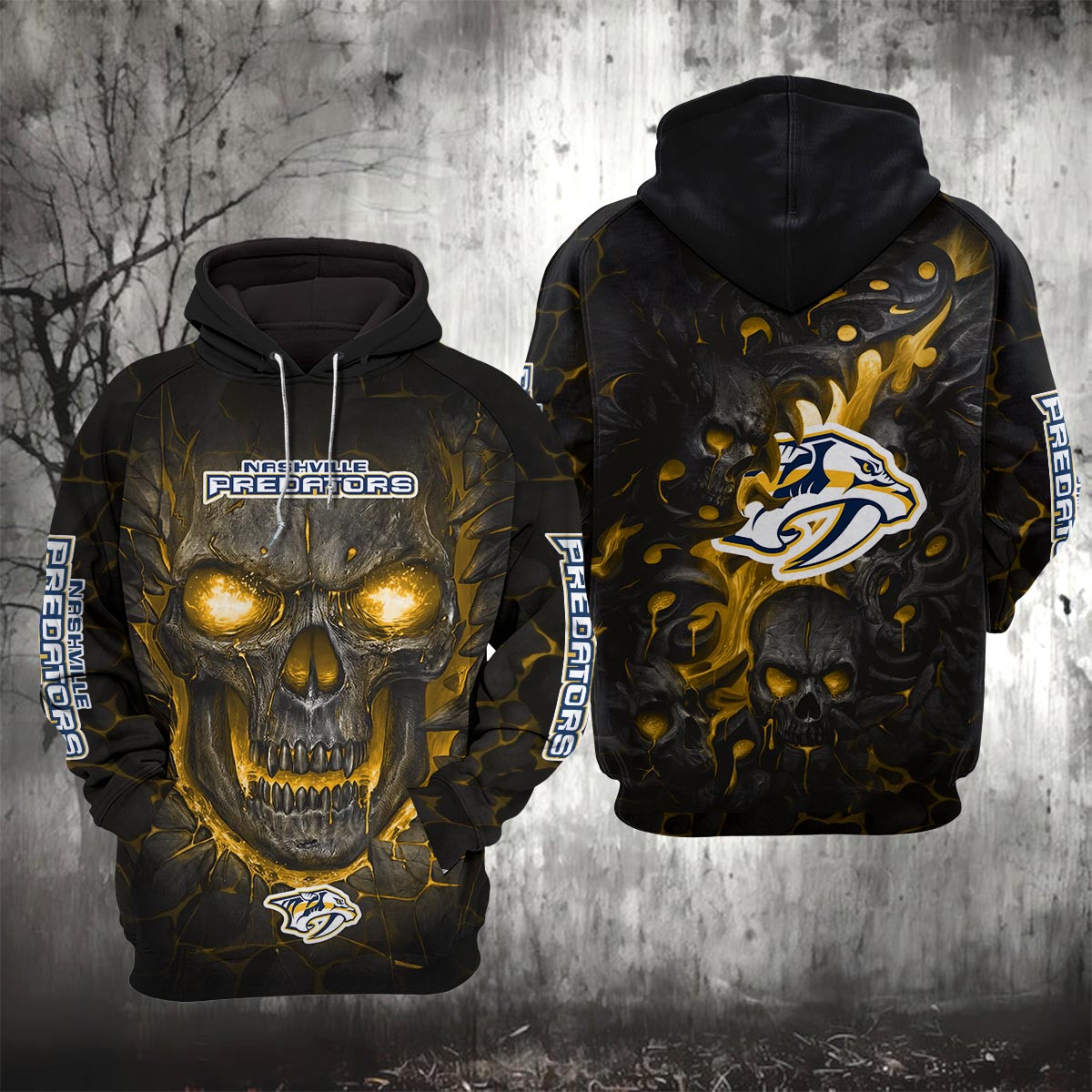 Sportswearmerch Nashville Predators NHL Lava Skull Hoodie For Fan