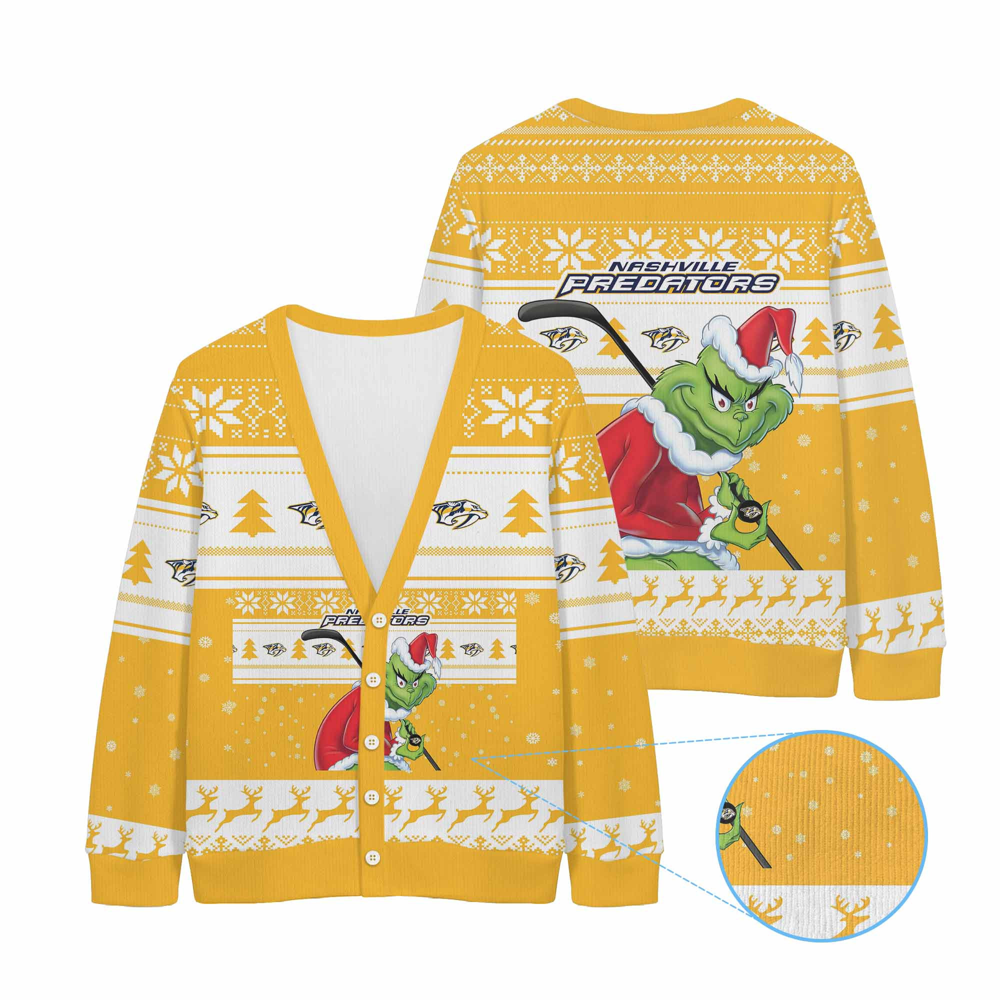 Sportswearmerch Nashville Predators NHL x Grinch Christmas Cardigan For Fan