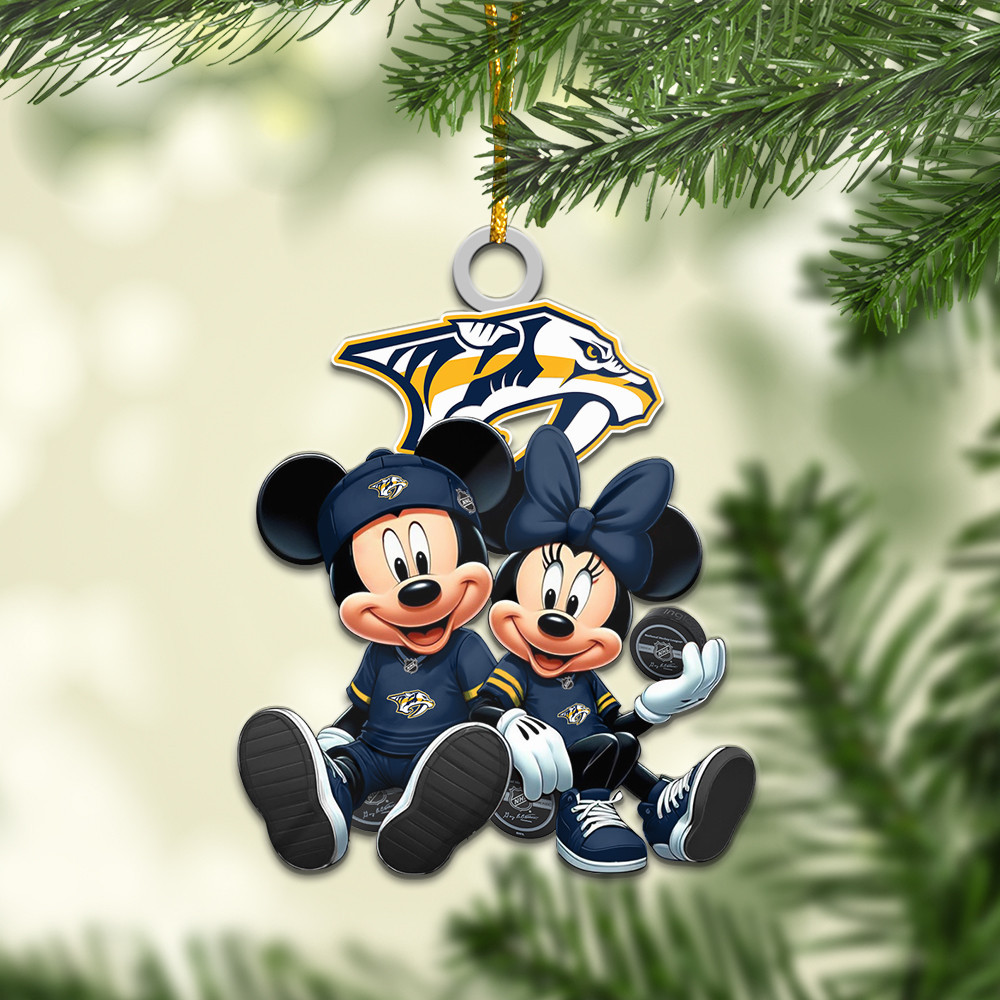 Sportswearmerch Nashville Predators NHL x Mickey and Minnie Mouse Personalized Acrylic Ornament For Fans