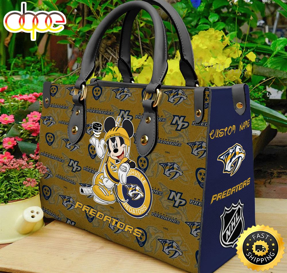 Sportswearmerch Nashville Predators NHL x Mickey Women Leather Hand Bag For Fan