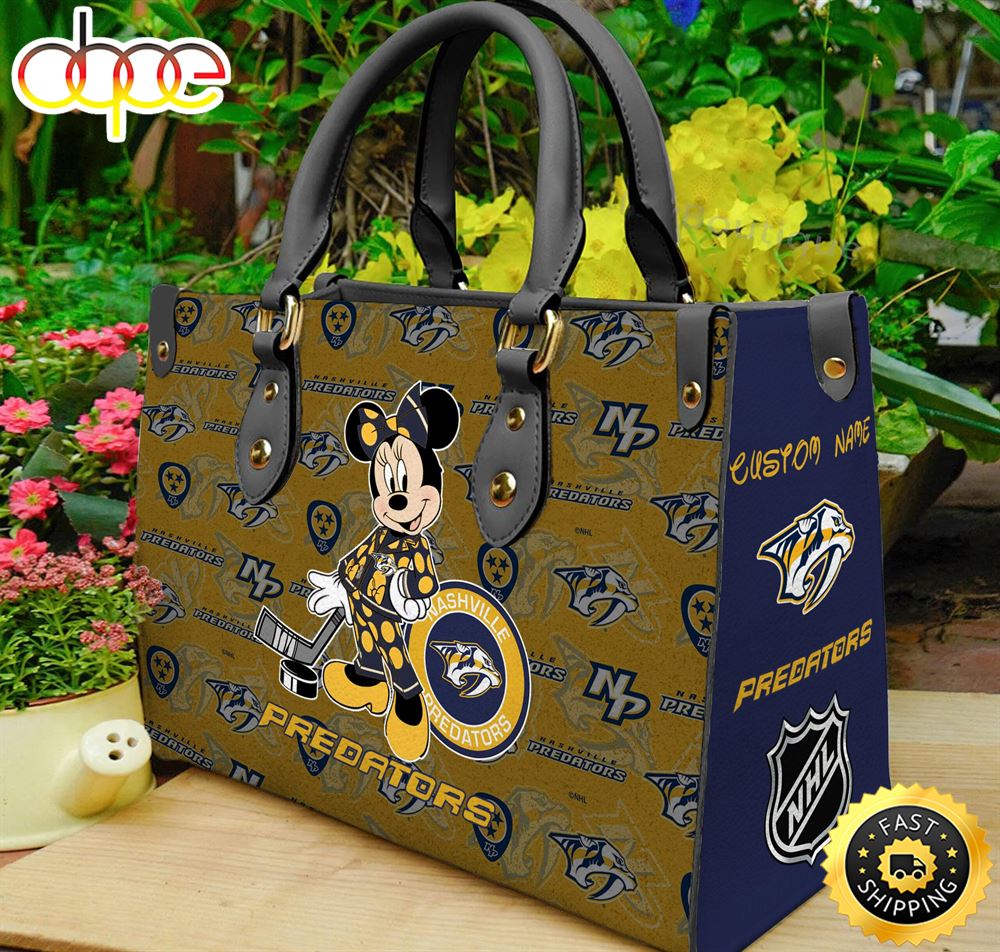 Sportswearmerch Nashville Predators NHL x Minnie Women Leather Hand Bag For Fan