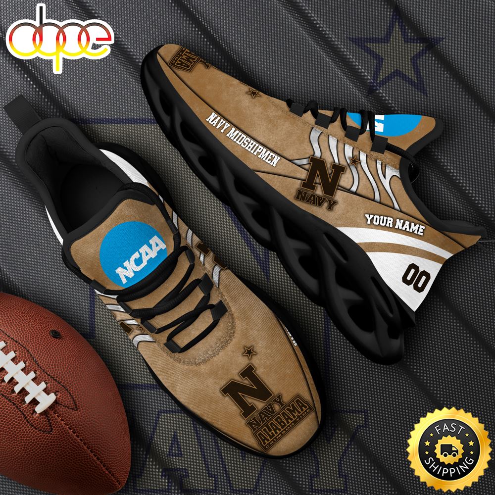 Sportswearmerch Navy Midshipmen NCAA Black Max Soul Shoes Sneakers For Men And Women