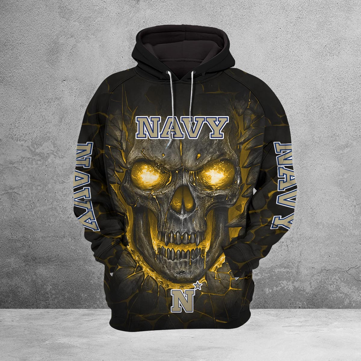 Sportswearmerch Navy Midshipmen NCAA Lava Skull Hoodie For Fan