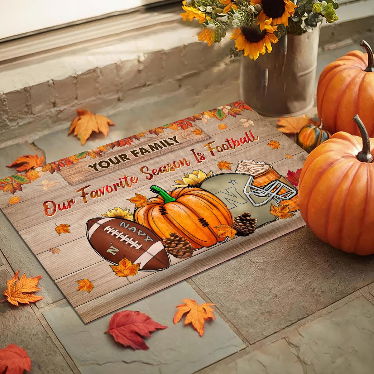 Sportswearmerch Navy Midshipmen NCAA Our Favorite Season is Football Doormat For Fan