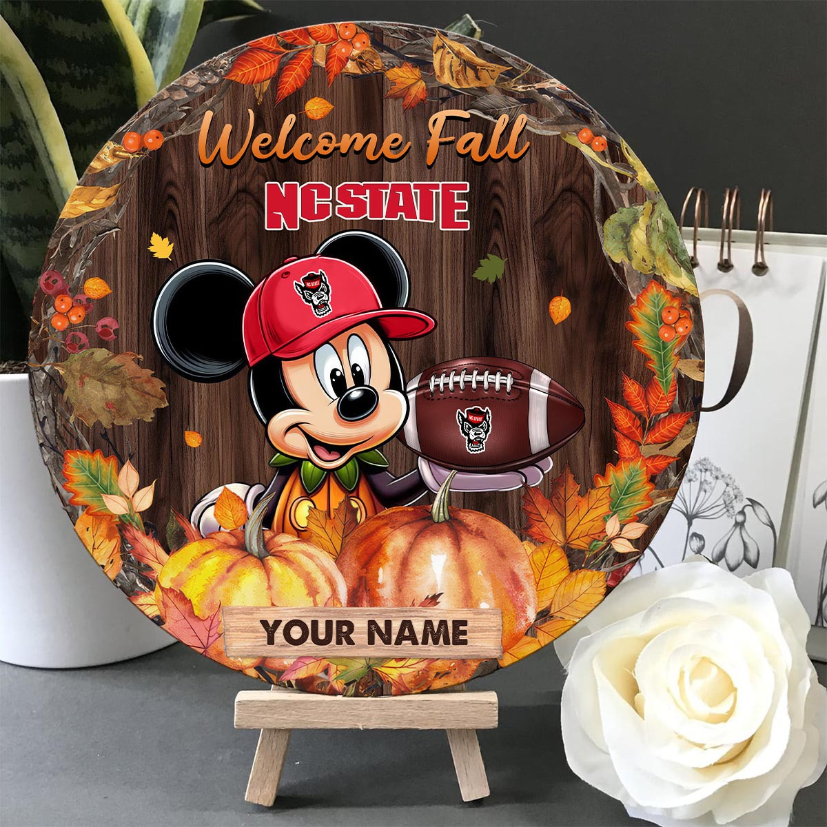 Sportswearmerch NC State Wolfpack NBA x Mickey Round Wooden Sign For Fan