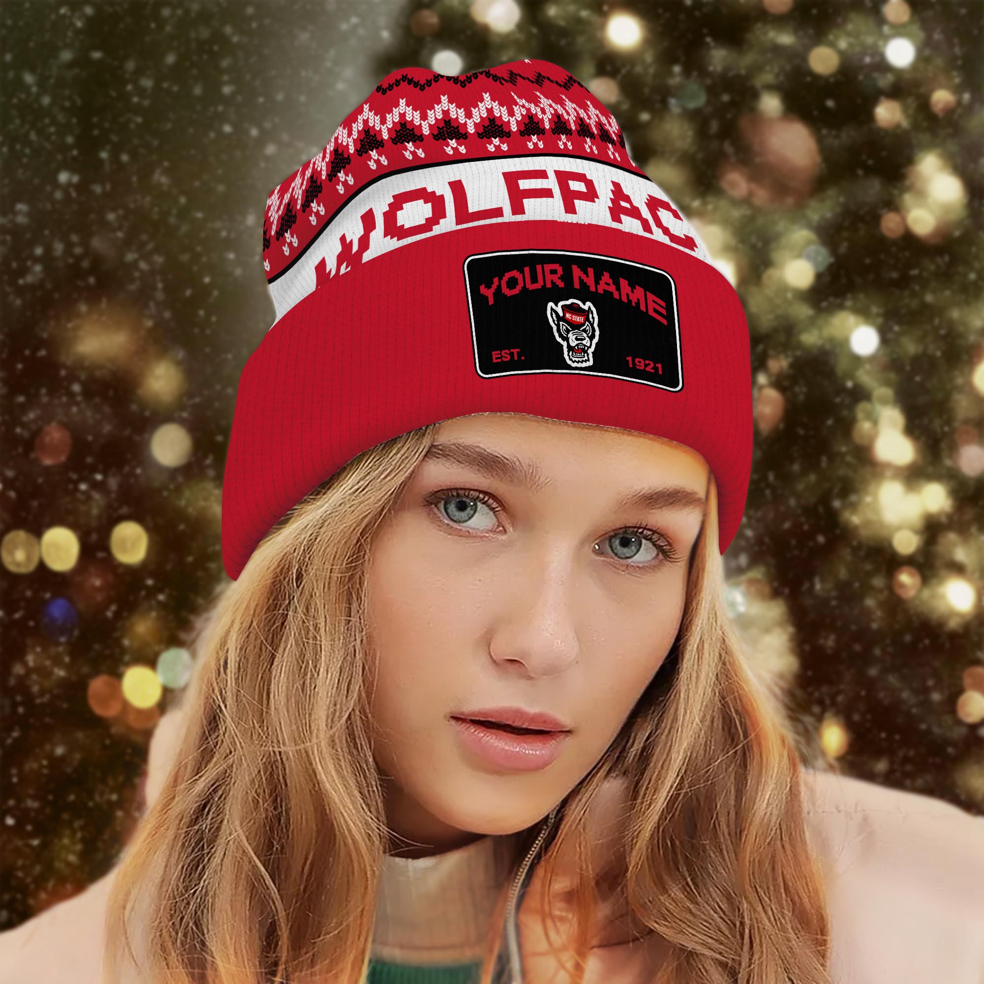 Sportswearmerch NC State Wolfpack NCAA Christmas Beanie Hat For Fan