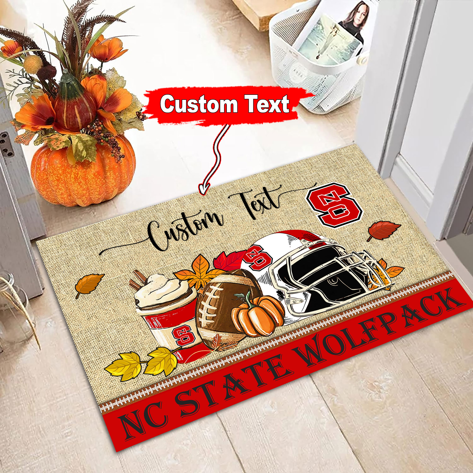 Sportswearmerch NC State Wolfpack NCAA Fall Football Custom Doormat For Fan