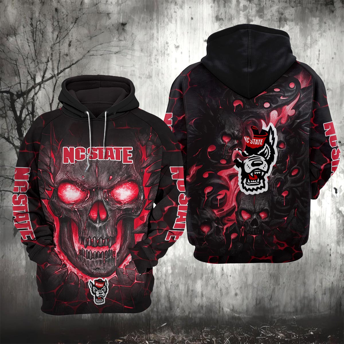 Sportswearmerch NC State Wolfpack NCAA Lava Skull Hoodie For Fan