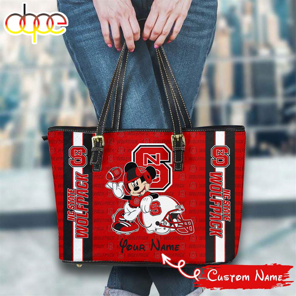 Sportswearmerch Nc State Wolfpack NCAA Mickey Women Leather Tote Bag For Fan